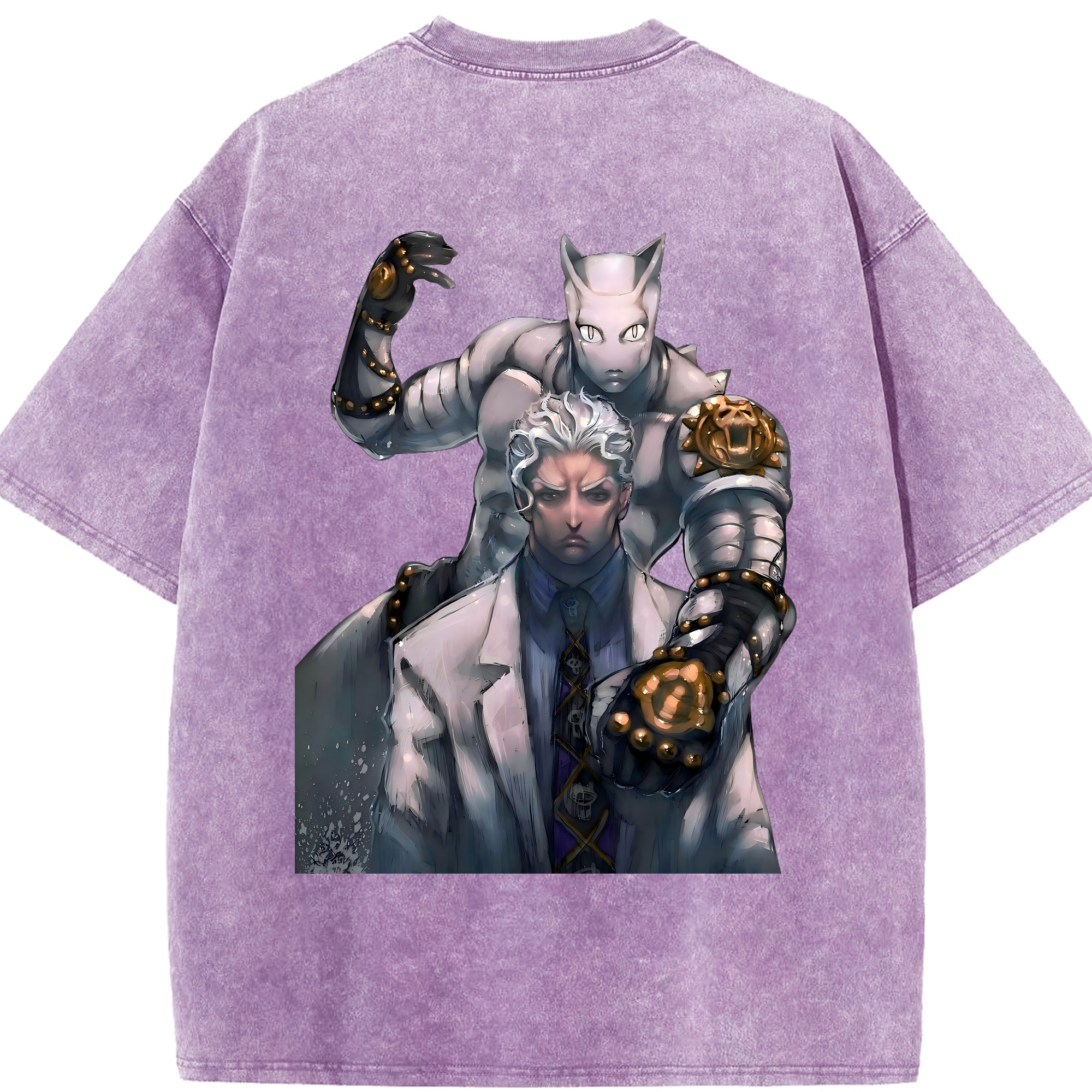 （画像用） ジョジョの奇妙な冒険 きら よしかげ JoJo's Bizarre Adventure Kira Yoshikage 綿100% ヴィンテージ風 半袖Tシャツ（背面プリント）