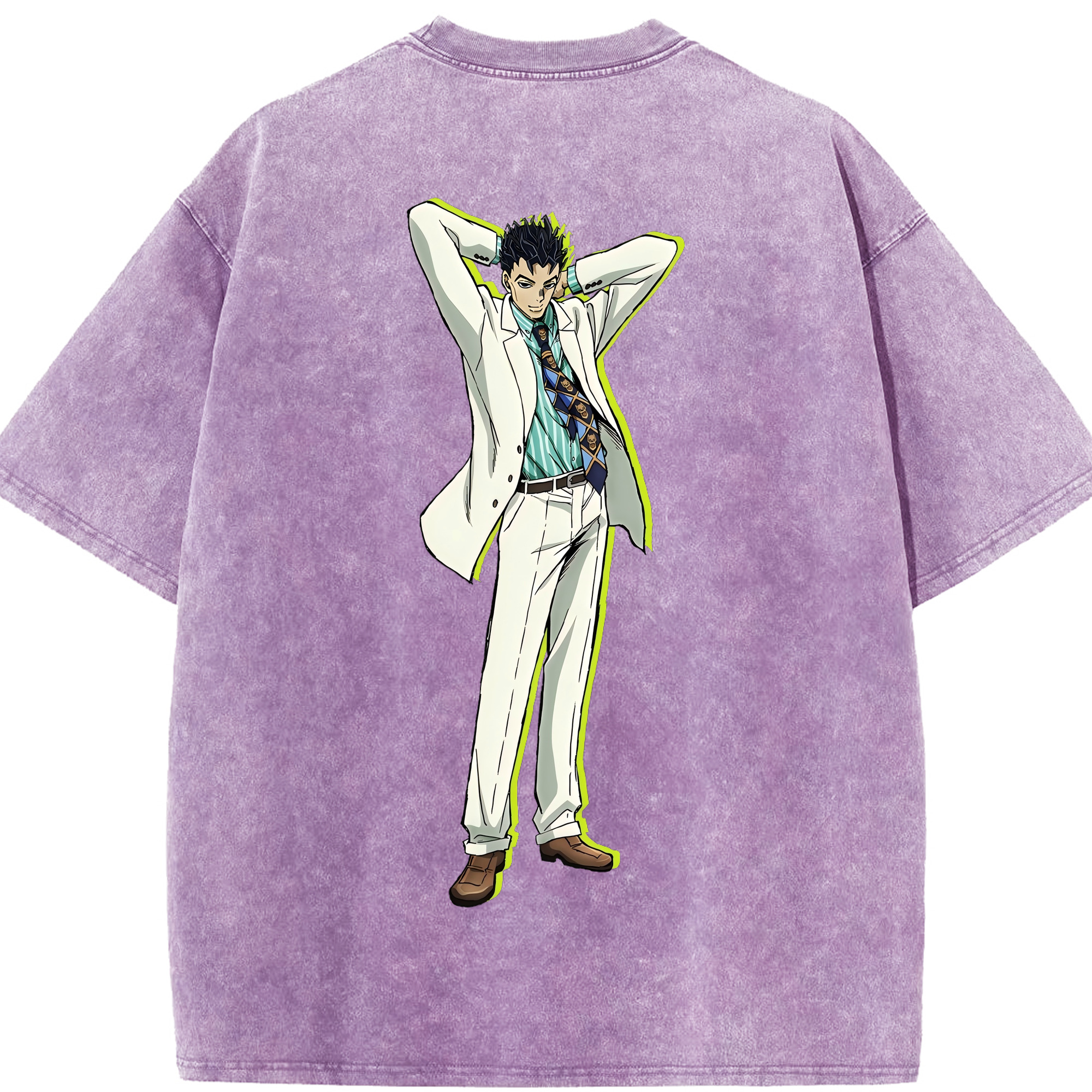 （画像用） ジョジョの奇妙な冒険 きら よしかげ JoJo's Bizarre Adventure Kira Yoshikage 綿100% ヴィンテージ風 半袖Tシャツ（背面プリント）