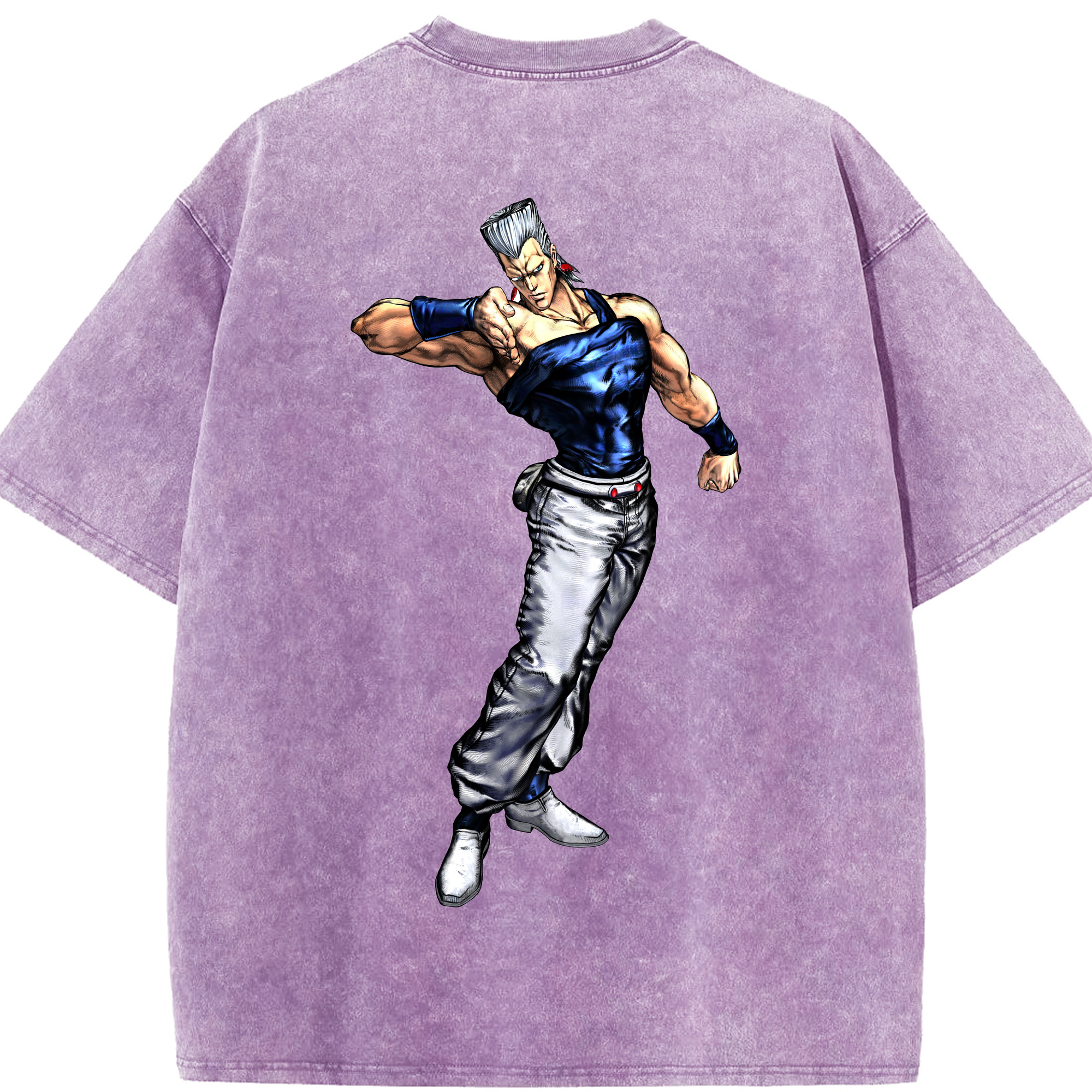 （画像用） ジョジョの奇妙な冒険 ジャン＝ピエール?ポルナレフ JoJo's Bizarre Adventure Jan Pierre Polnareff 綿100% ヴィンテージ風 半袖Tシャツ（背面プリント）