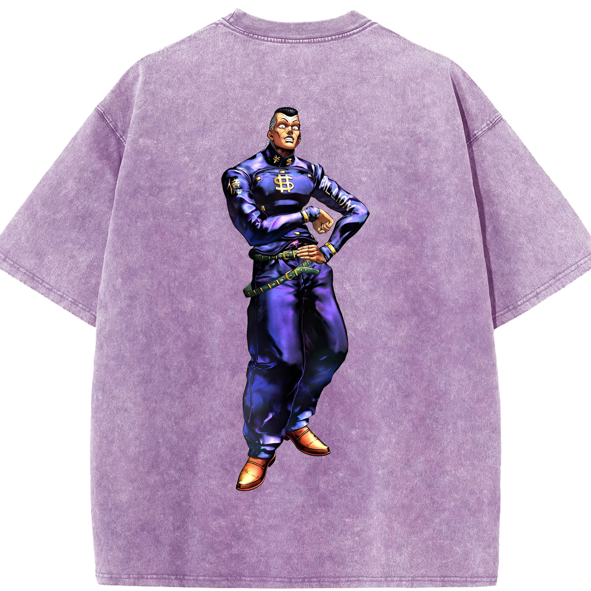 （画像用） ジョジョの奇妙な冒険 虹村億泰 にじむら おくやす JoJo's Bizarre Adventure Nijimura Okuyasu 綿100% ヴィンテージ風 半袖Tシャツ（背面プリント）