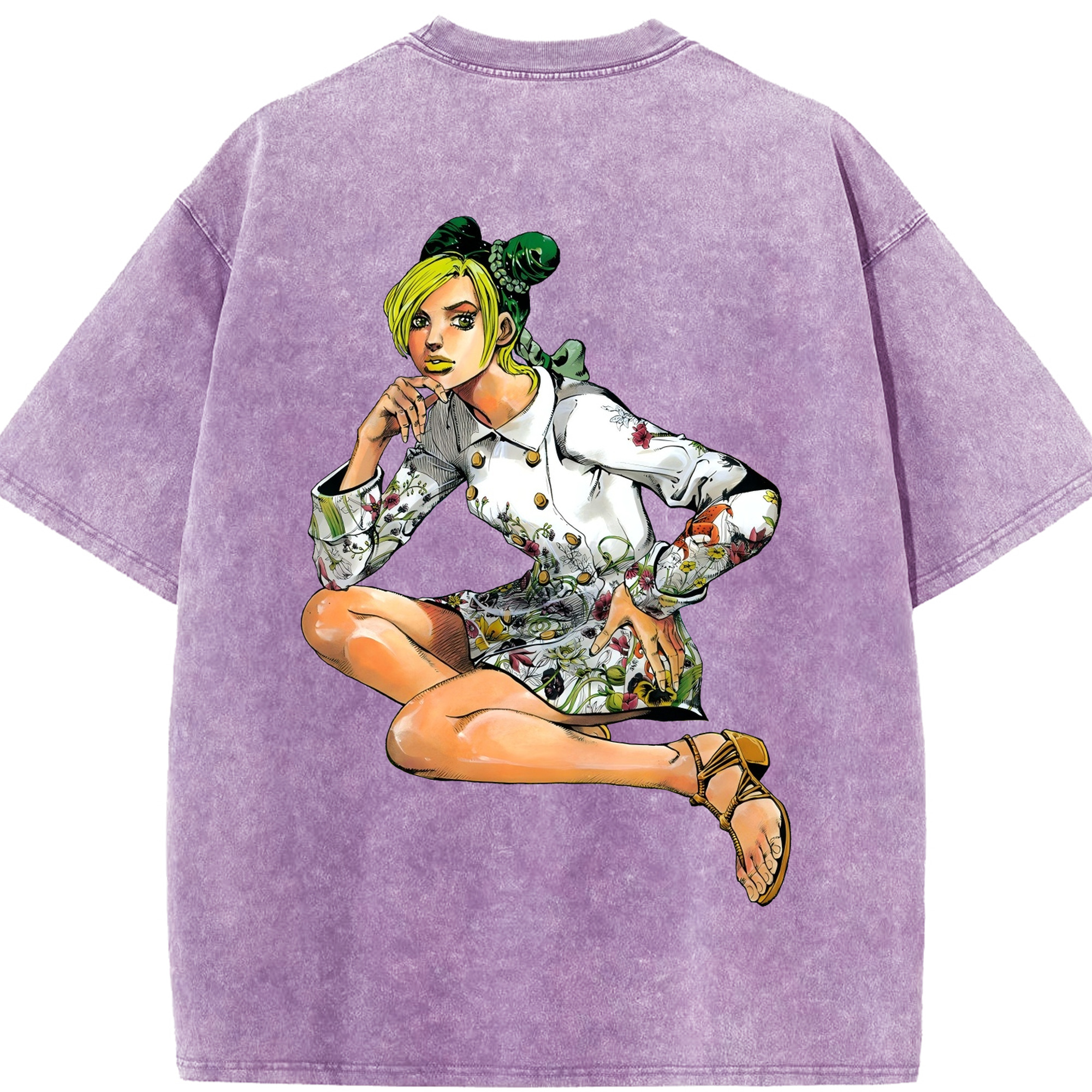 （画像用） "ジョジョの奇妙な冒険 くうじょう ジョリーン JoJo's Bizarre Adventure Jolyne Cujoh " 綿100% ヴィンテージ風 半袖Tシャツ（背面プリント）