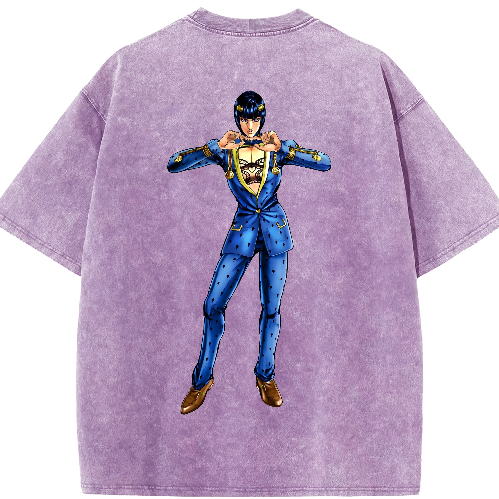 （画像用） ジョジョの奇妙な冒険 ブローノ?ブチャラティ JoJo's Bizarre Adventure Bruno Bucciarati 綿100% ヴィンテージ風 半袖Tシャツ（背面プリント）