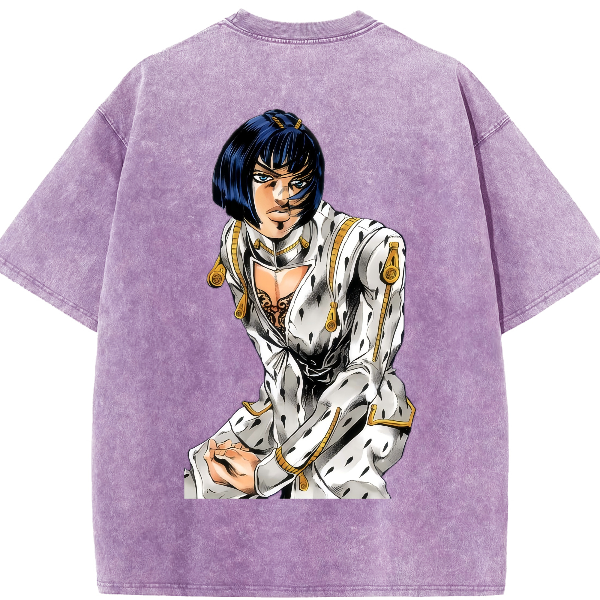 （画像用） ジョジョの奇妙な冒険 ブローノ?ブチャラティ JoJo's Bizarre Adventure Bruno Bucciarati 綿100% ヴィンテージ風 半袖Tシャツ（背面プリント）