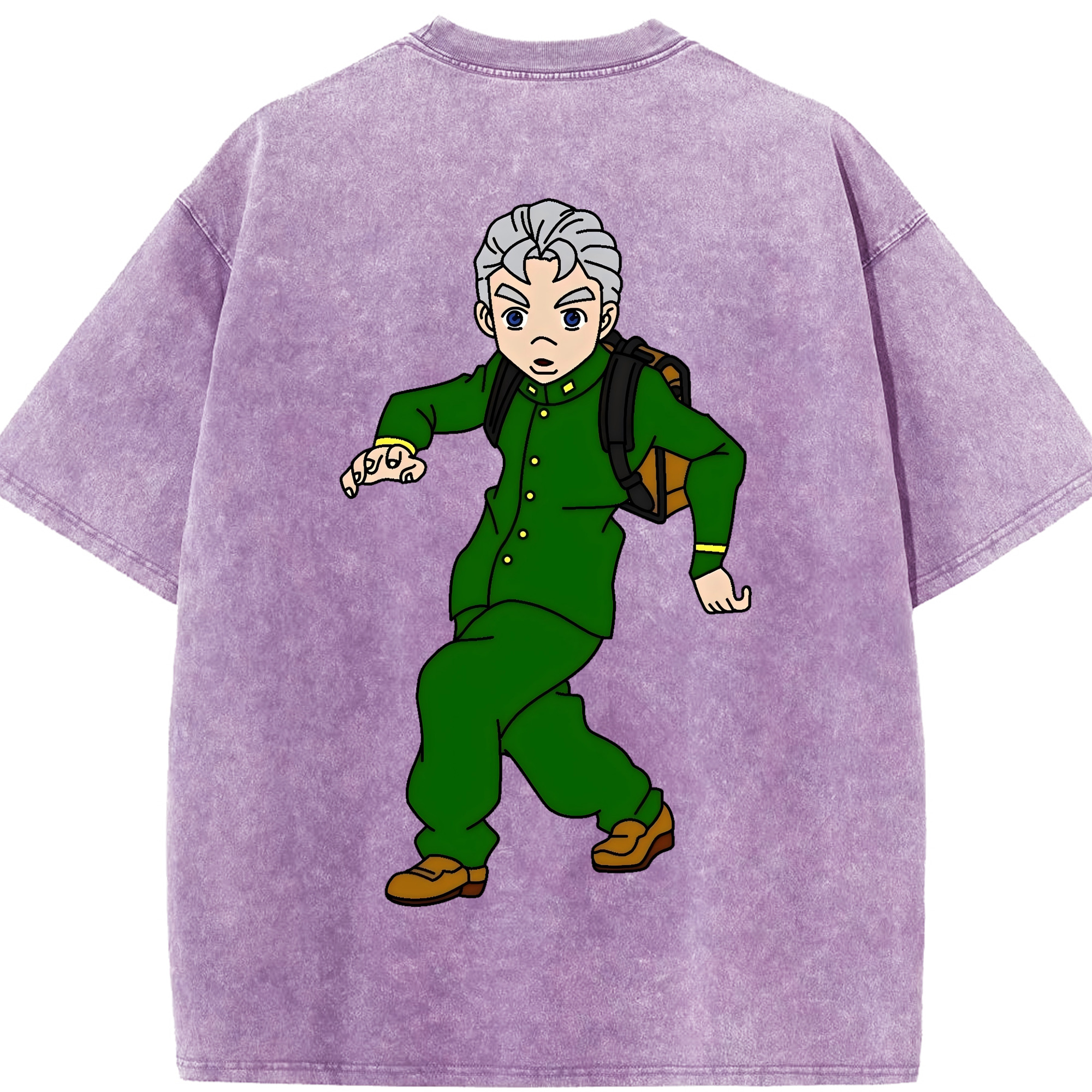 （画像用） ジョジョの奇妙な冒険 広瀨康一 JoJo's Bizarre Adventure Hirose Koichi 綿100% ヴィンテージ風 半袖Tシャツ（背面プリント）