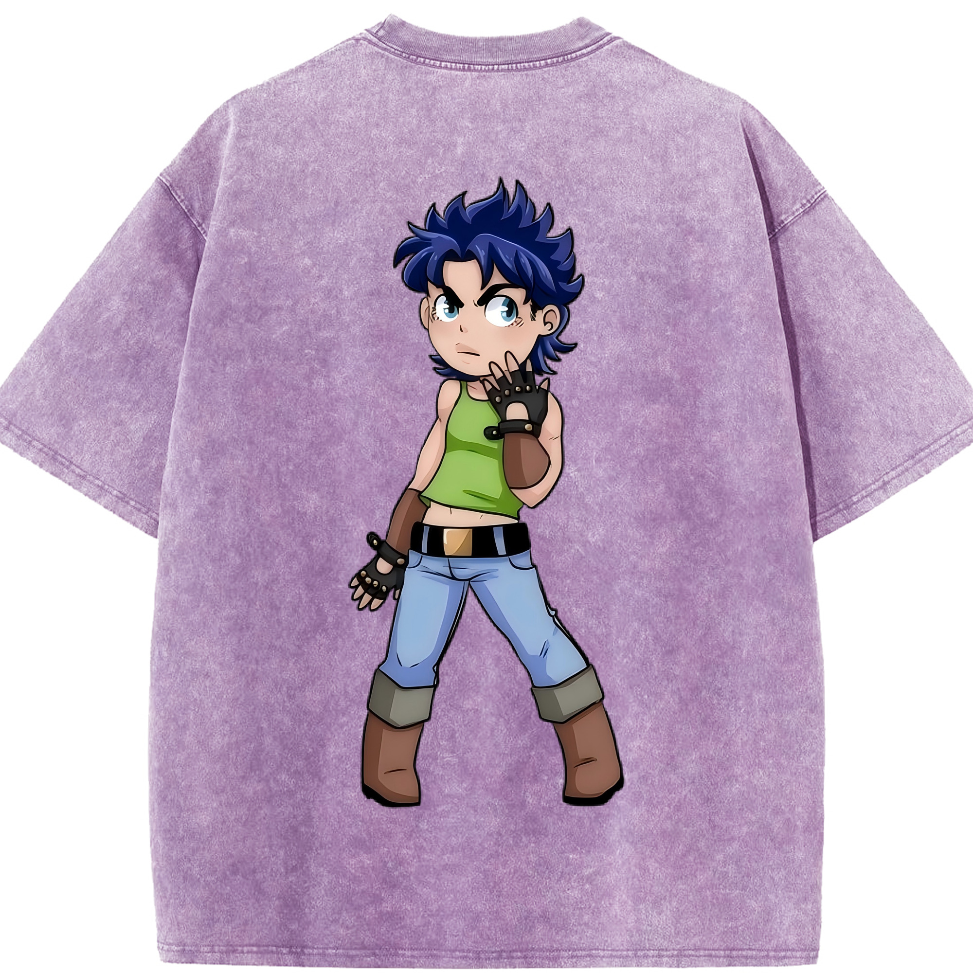 （画像用） ジョジョの奇妙な冒険 広瀨康一 JoJo's Bizarre Adventure Hirose Koichi 綿100% ヴィンテージ風 半袖Tシャツ（背面プリント）