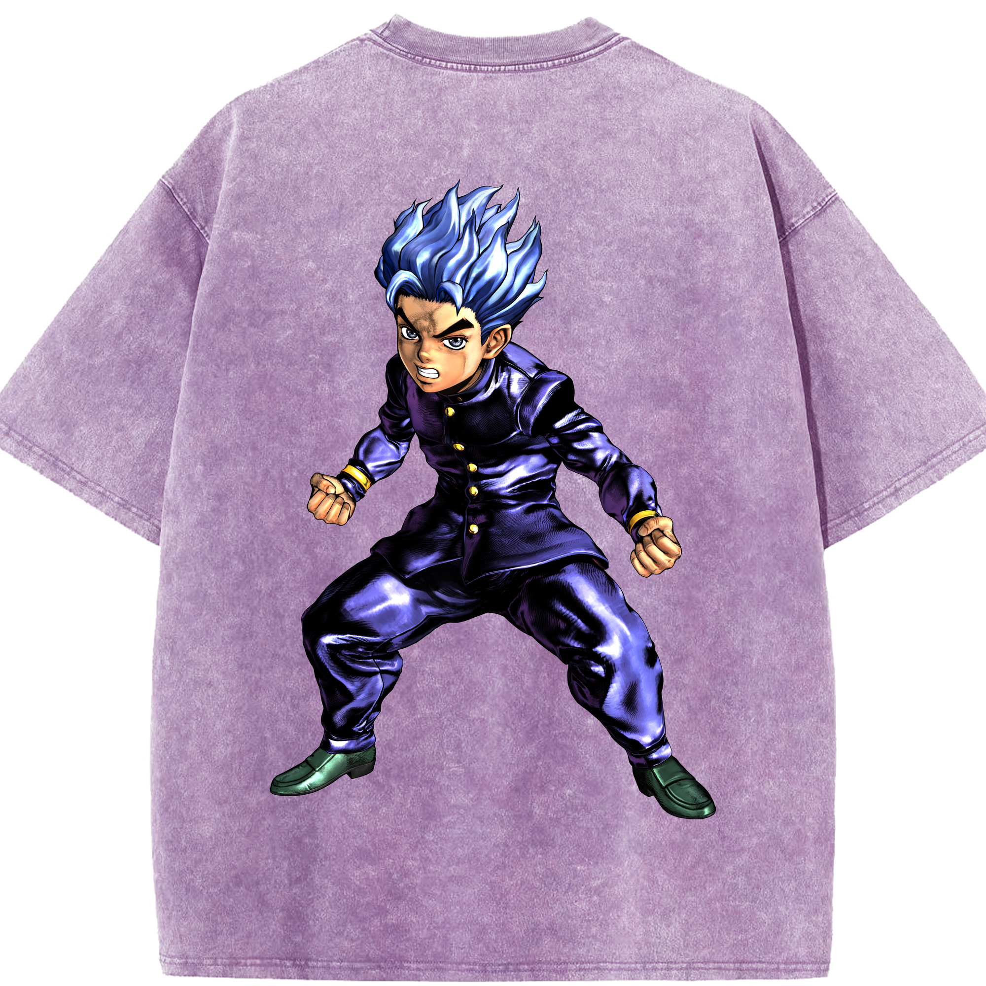 （画像用） ジョジョの奇妙な冒険 広瀨康一 JoJo's Bizarre Adventure Hirose Koichi 綿100% ヴィンテージ風 半袖Tシャツ（背面プリント）