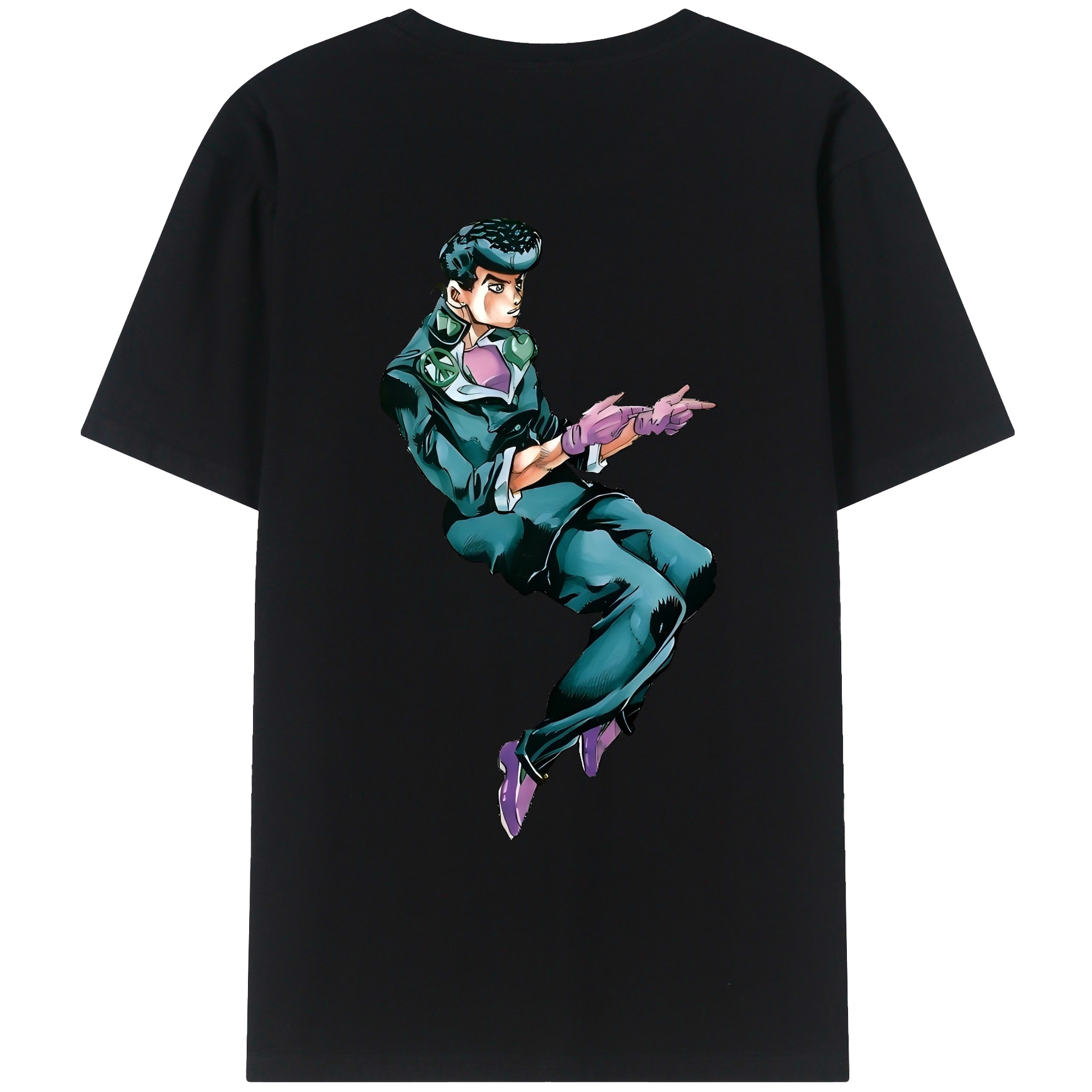 （画像用） ジョジョの奇妙な冒険 ひがしかた じょうすけ JoJo's Bizarre Adventure Higashikata Josuke 綿100％ メンズ半袖Tシャツ（バックプリント） 通気性