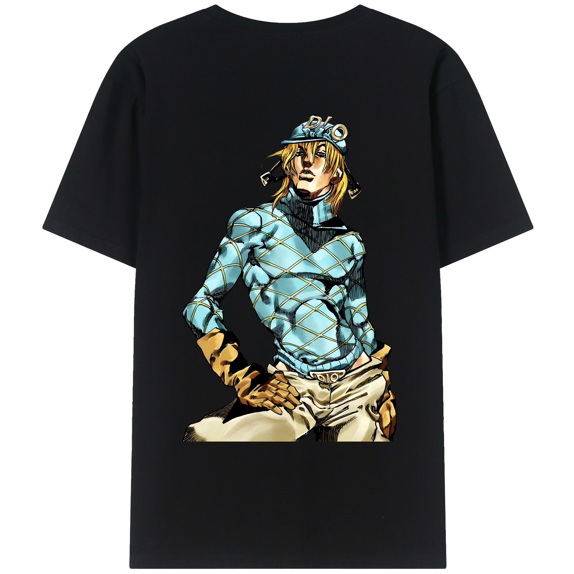 （画像用） ジョジョの奇妙な冒険 ディオ?ブランドー JoJo's Bizarre Adventure Dio Brando 綿100％ メンズ半袖Tシャツ（バックプリント） 通気性