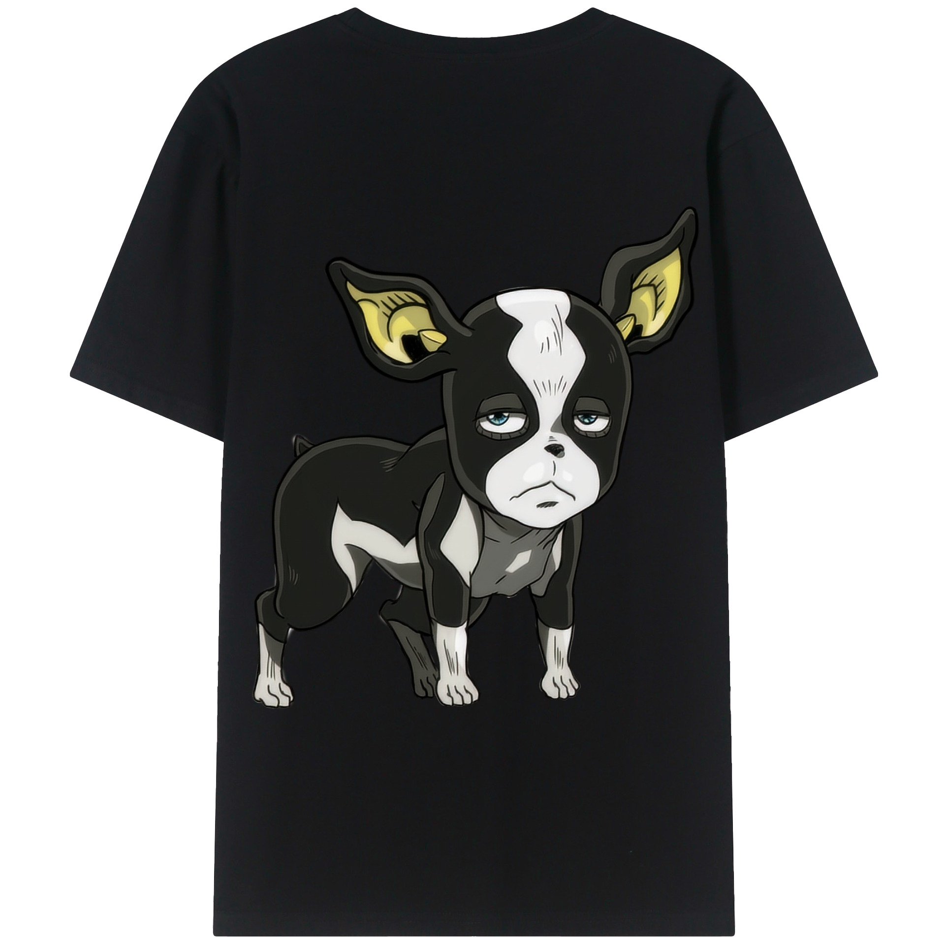 （画像用） ジョジョの奇妙な冒険 イギー JoJo's Bizarre Adventure Iggy 綿100％ メンズ半袖Tシャツ（バックプリント） 通気性