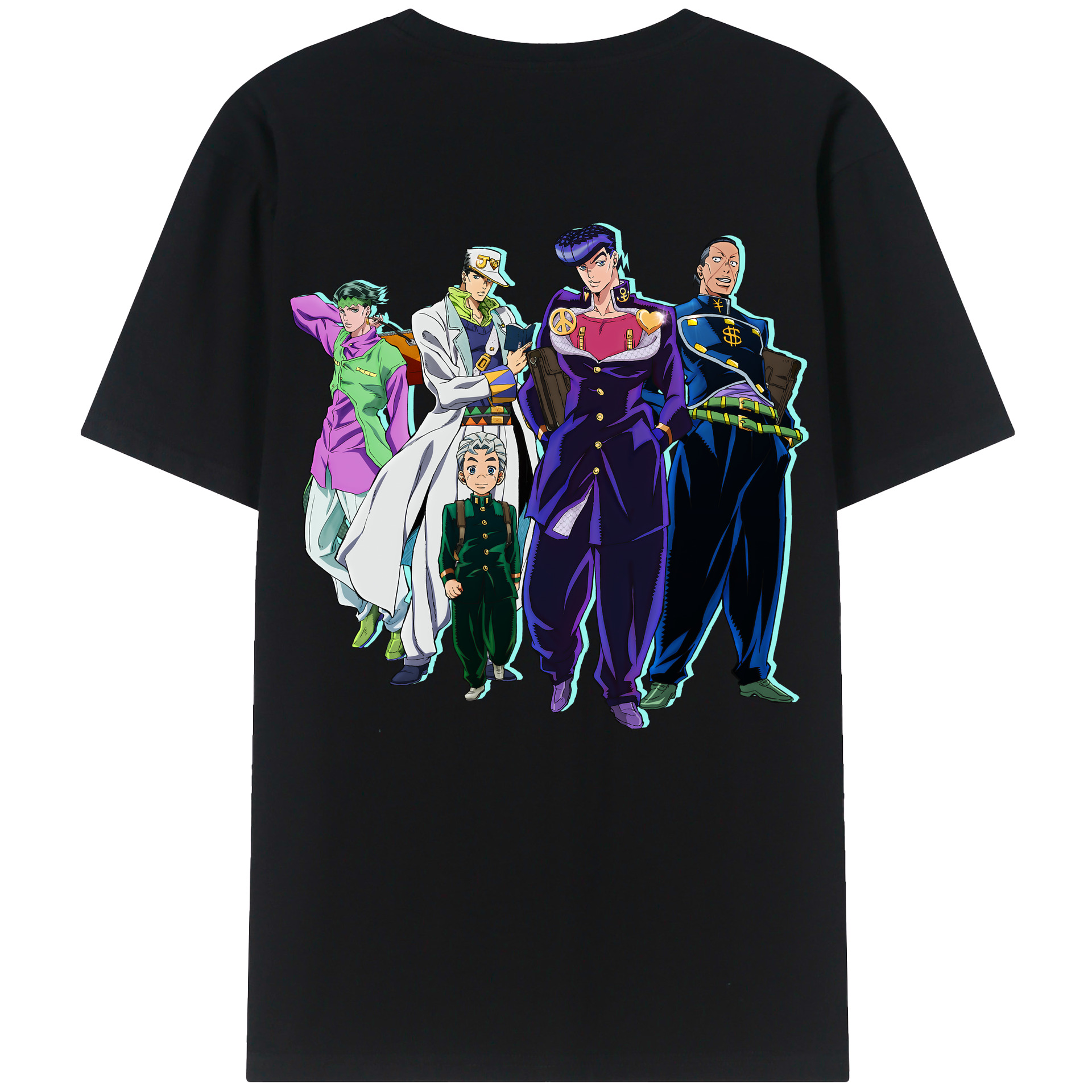 （画像用） ジョジョの奇妙な冒険 JoJo's Bizarre Adventure 綿100％ メンズ半袖Tシャツ（バックプリント） 通気性