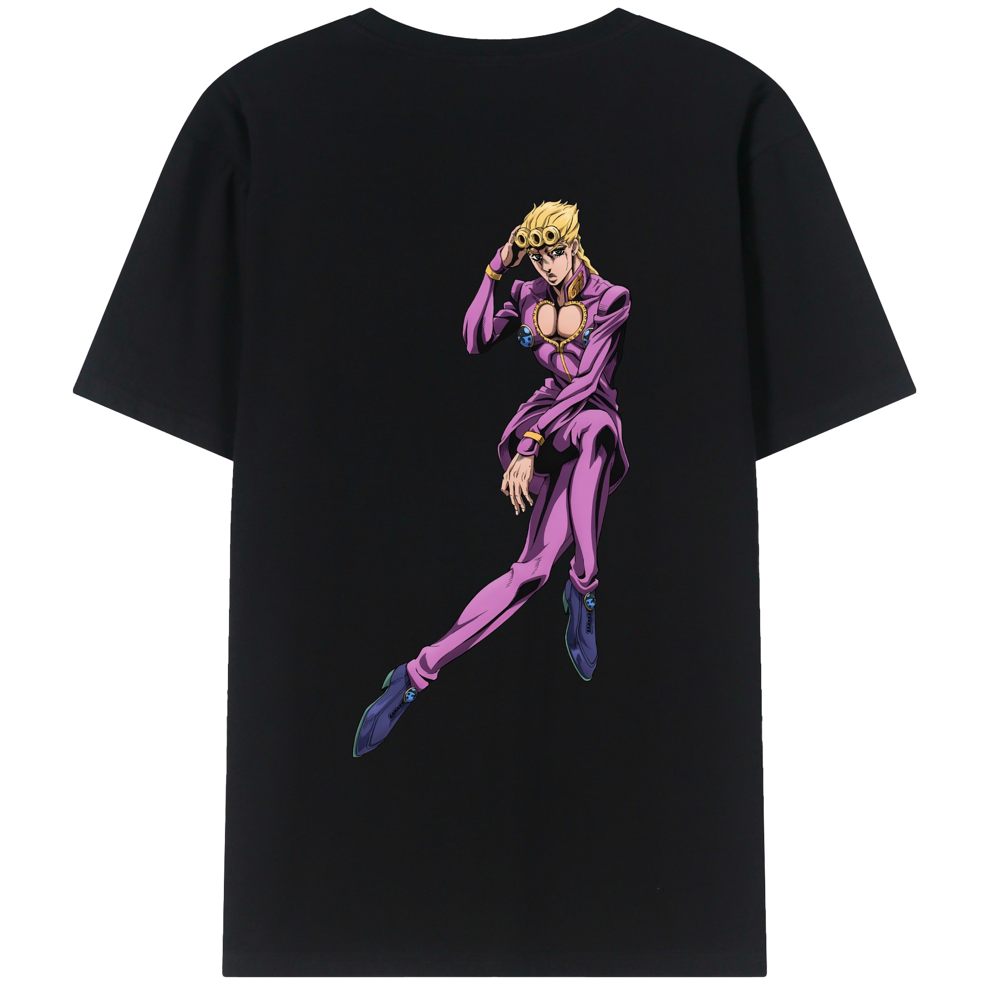 （画像用） ジョジョの奇妙な冒険 ジョルノ?ジョバァーナ JoJo's Bizarre Adventure Giorno Giovanna 綿100％ メンズ半袖Tシャツ（バックプリント） 通気性