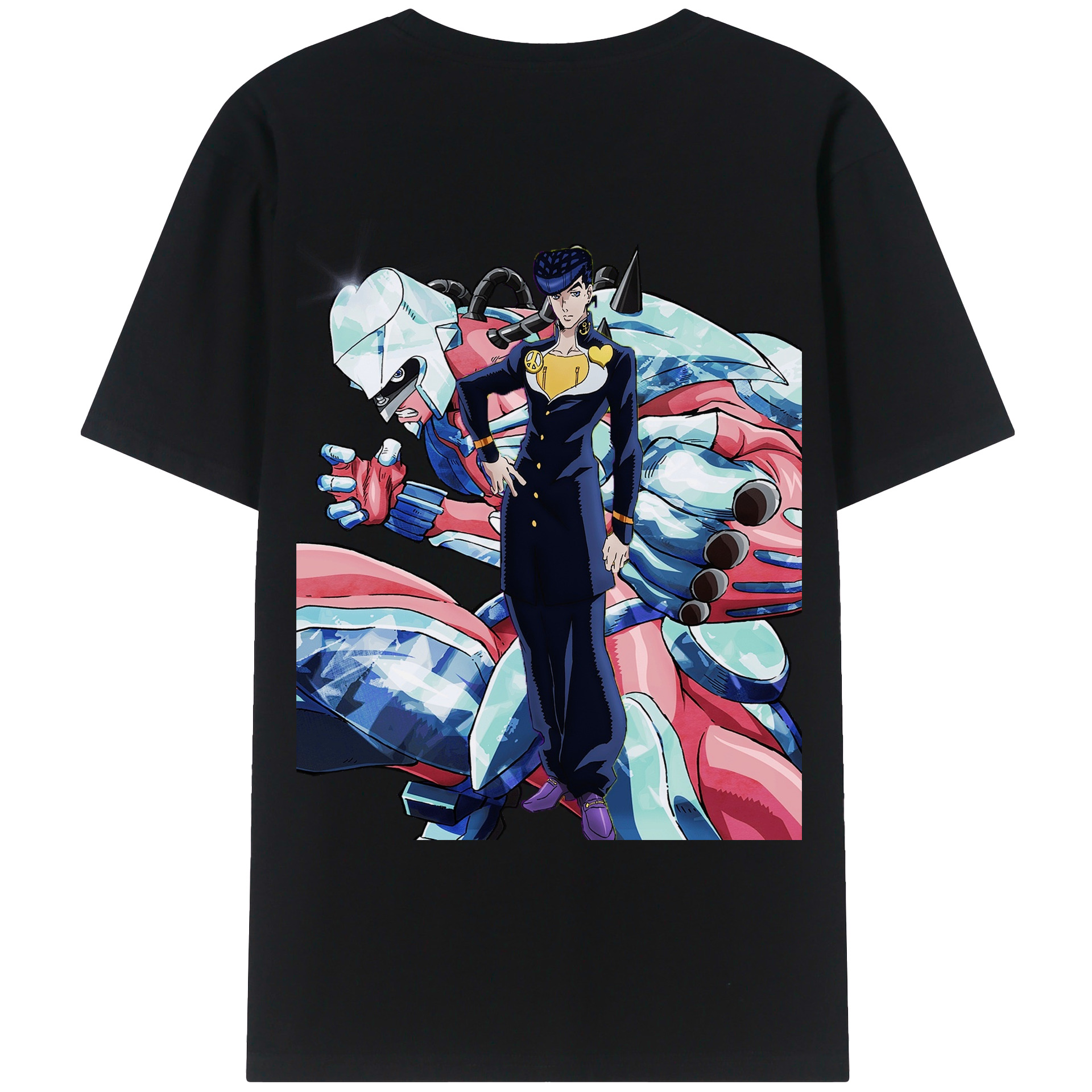 （画像用） ジョジョの奇妙な冒険 ひがしかた じょうすけ JoJo's Bizarre Adventure Higashikata Josuke 綿100％ メンズ半袖Tシャツ（バックプリント） 通気性