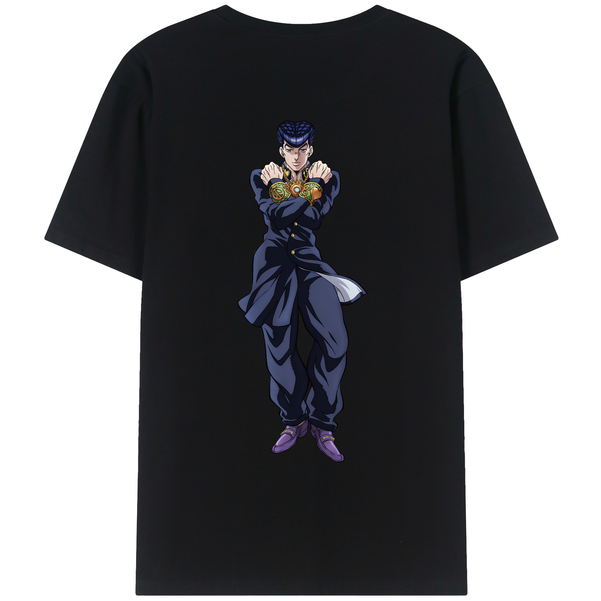 （画像用） ジョジョの奇妙な冒険 ひがしかた じょうすけ JoJo's Bizarre Adventure Higashikata Josuke 綿100％ メンズ半袖Tシャツ（バックプリント） 通気性