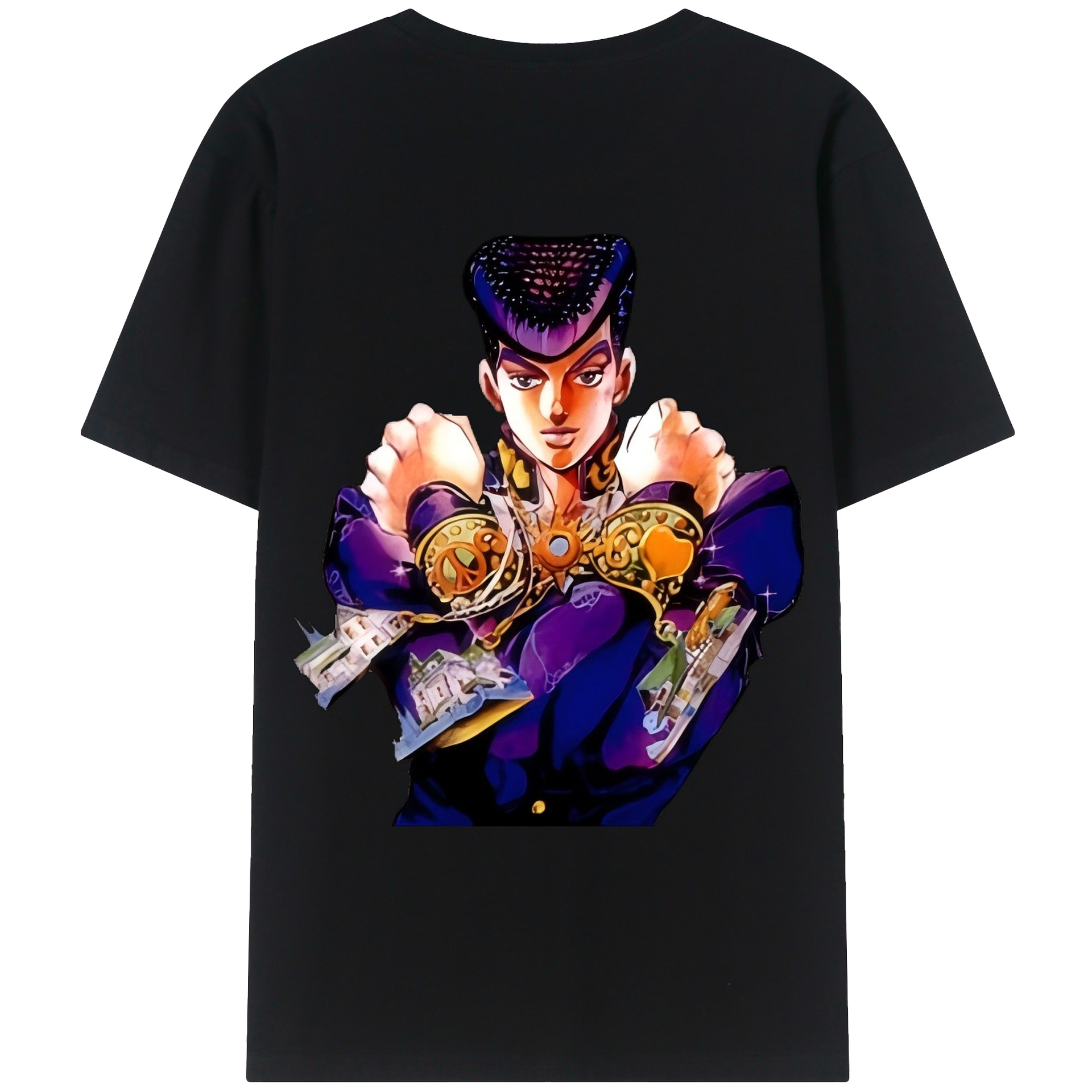 （画像用） ジョジョの奇妙な冒険 ひがしかた じょうすけ JoJo's Bizarre Adventure Higashikata Josuke 綿100％ メンズ半袖Tシャツ（バックプリント） 通気性