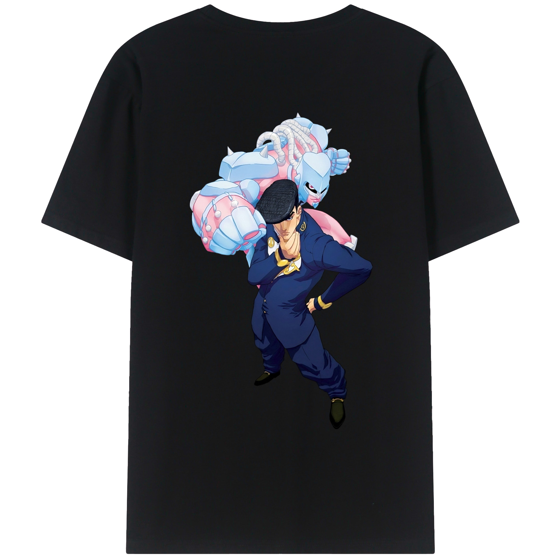 （画像用） ジョジョの奇妙な冒険 ひがしかた じょうすけ JoJo's Bizarre Adventure Higashikata Josuke 綿100％ メンズ半袖Tシャツ（バックプリント） 通気性