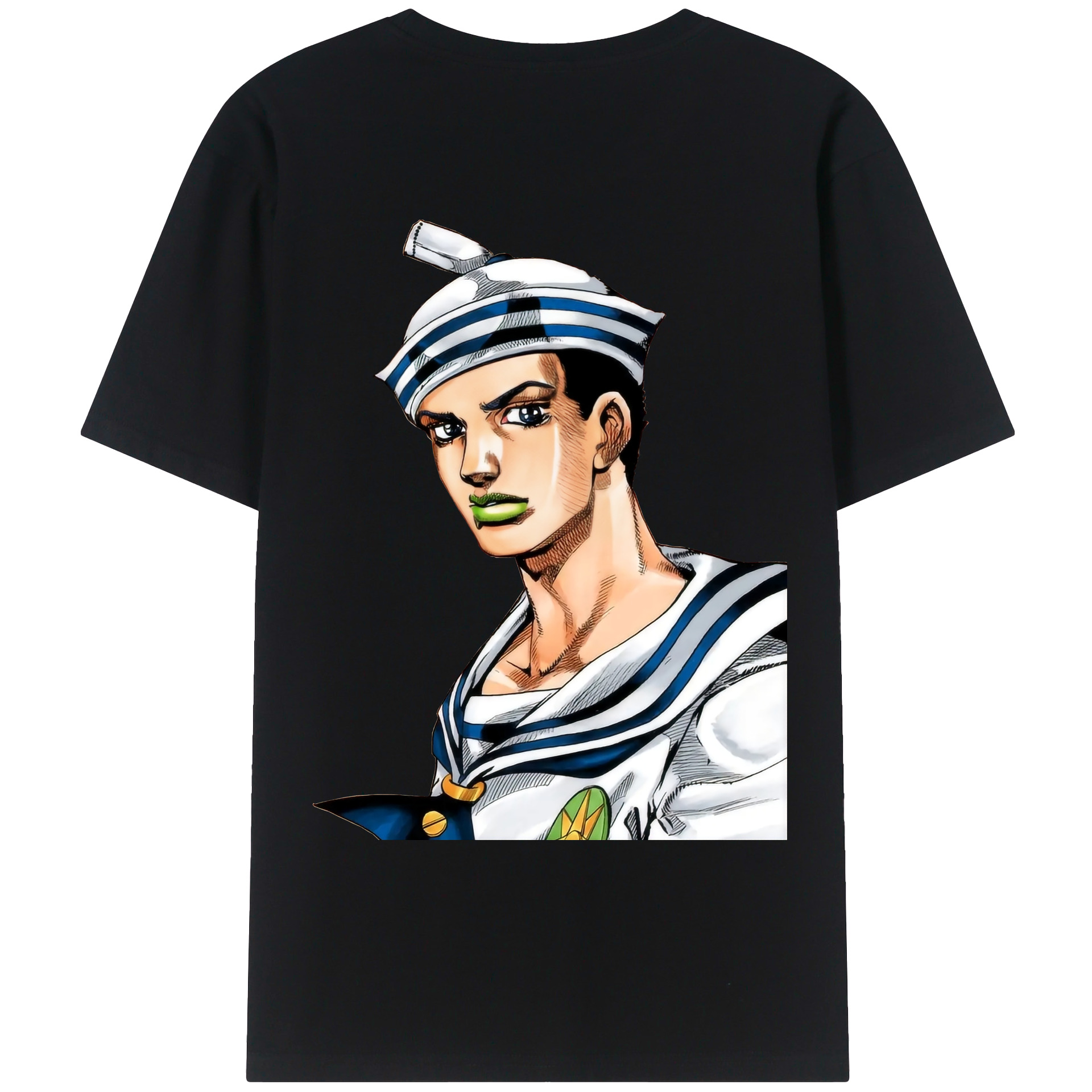 （画像用） ジョジョの奇妙な冒険 東方定助 JoJo's Bizarre Adventure Higashikata Josuke 綿100％ メンズ半袖Tシャツ（バックプリント） 通気性