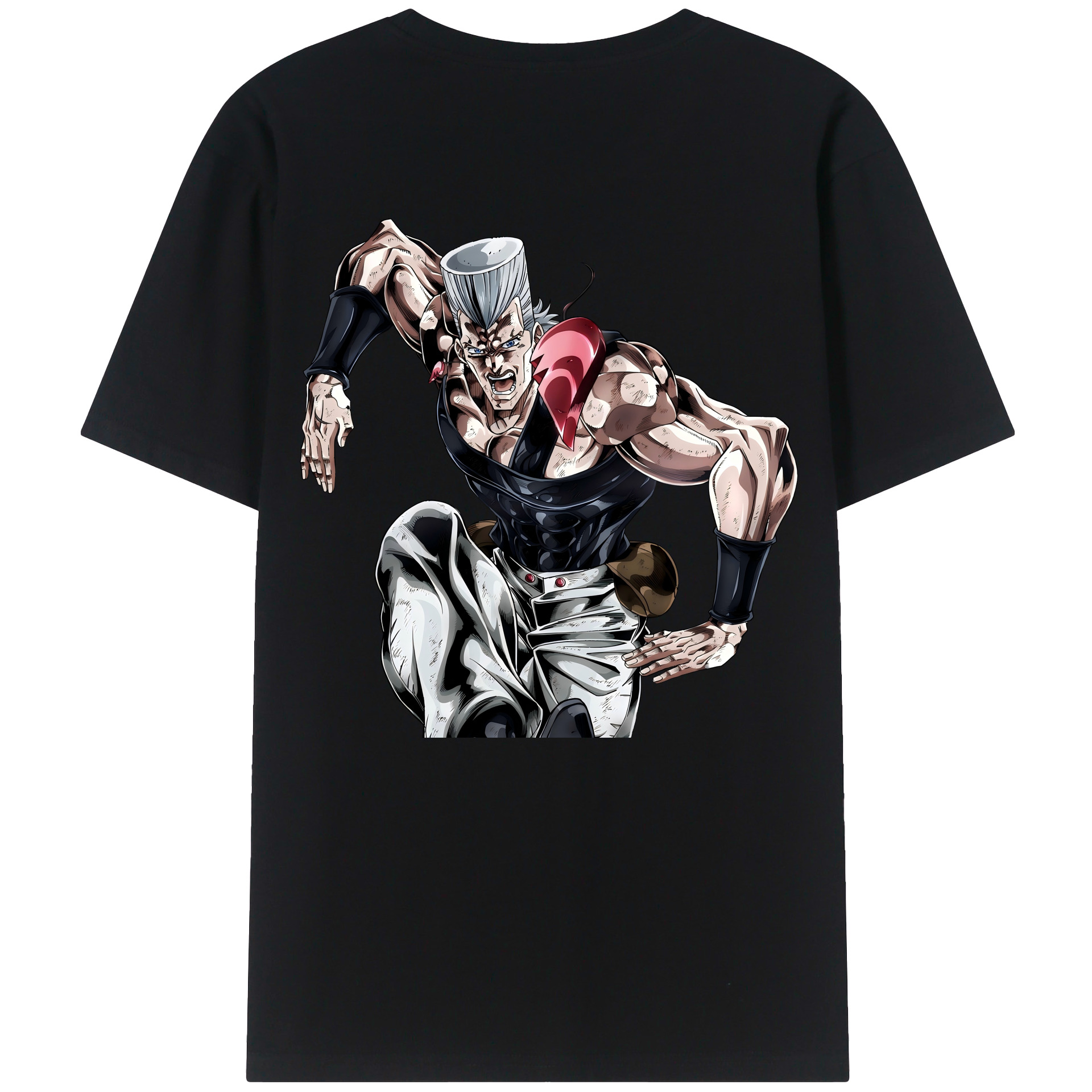 （画像用） ジョジョの奇妙な冒険 ジャン＝ピエール?ポルナレフ JoJo's Bizarre Adventure Jan Pierre Polnareff 綿100％ メンズ半袖Tシャツ（バックプリント） 通気性