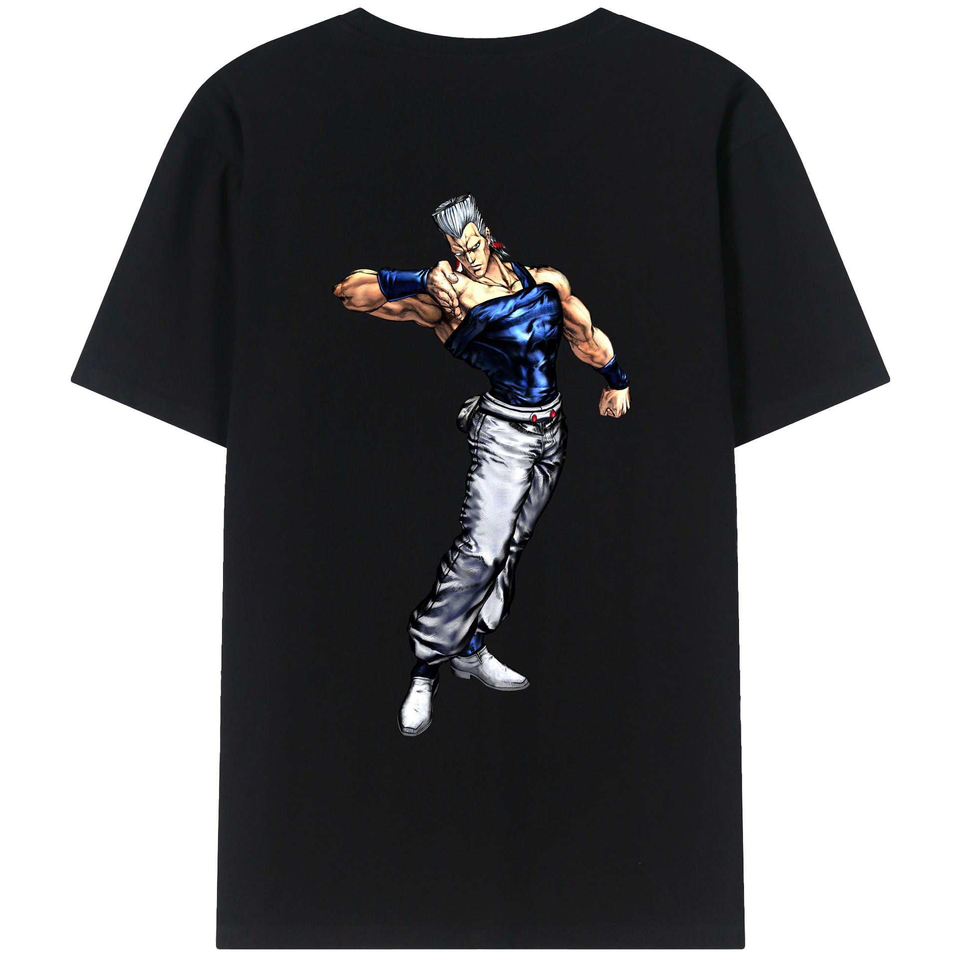 （画像用） ジョジョの奇妙な冒険 ジャン＝ピエール?ポルナレフ JoJo's Bizarre Adventure Jan Pierre Polnareff 綿100％ メンズ半袖Tシャツ（バックプリント） 通気性