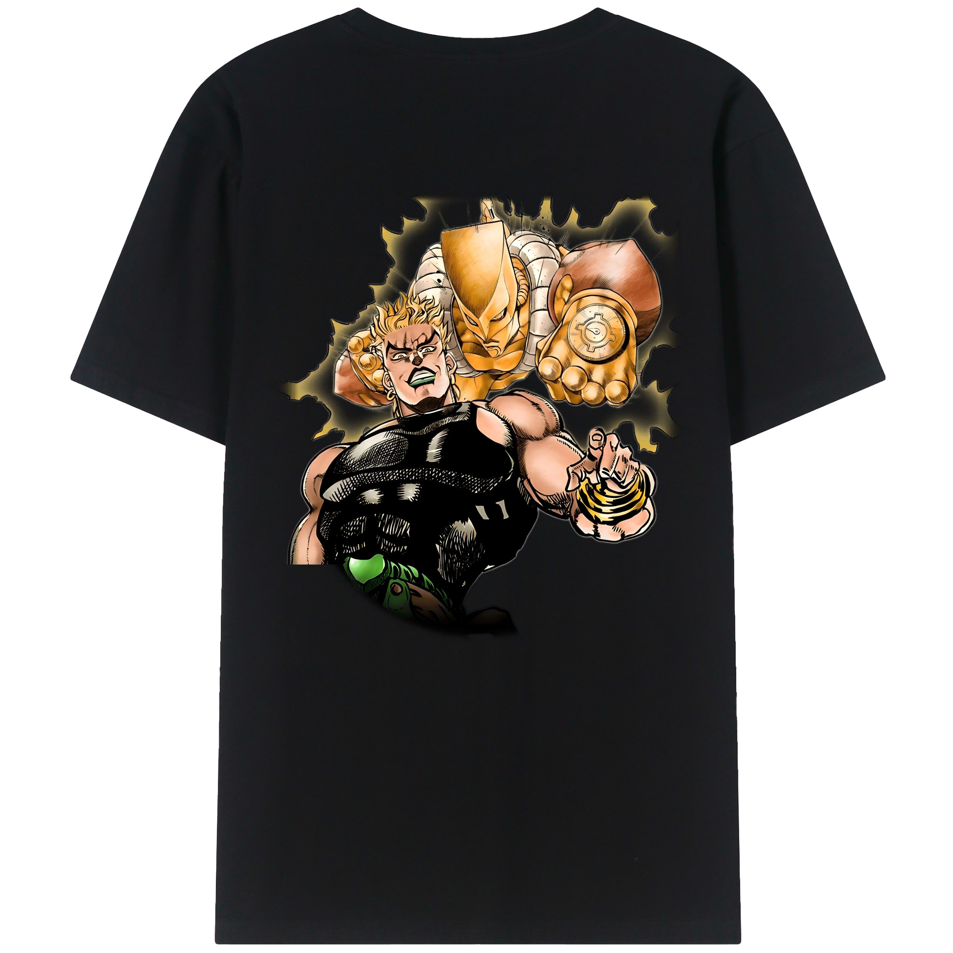（画像用） ジョジョの奇妙な冒険 ディオ?ブランドー JoJo's Bizarre Adventure Dio Brando 綿100％ メンズ半袖Tシャツ（バックプリント） 通気性