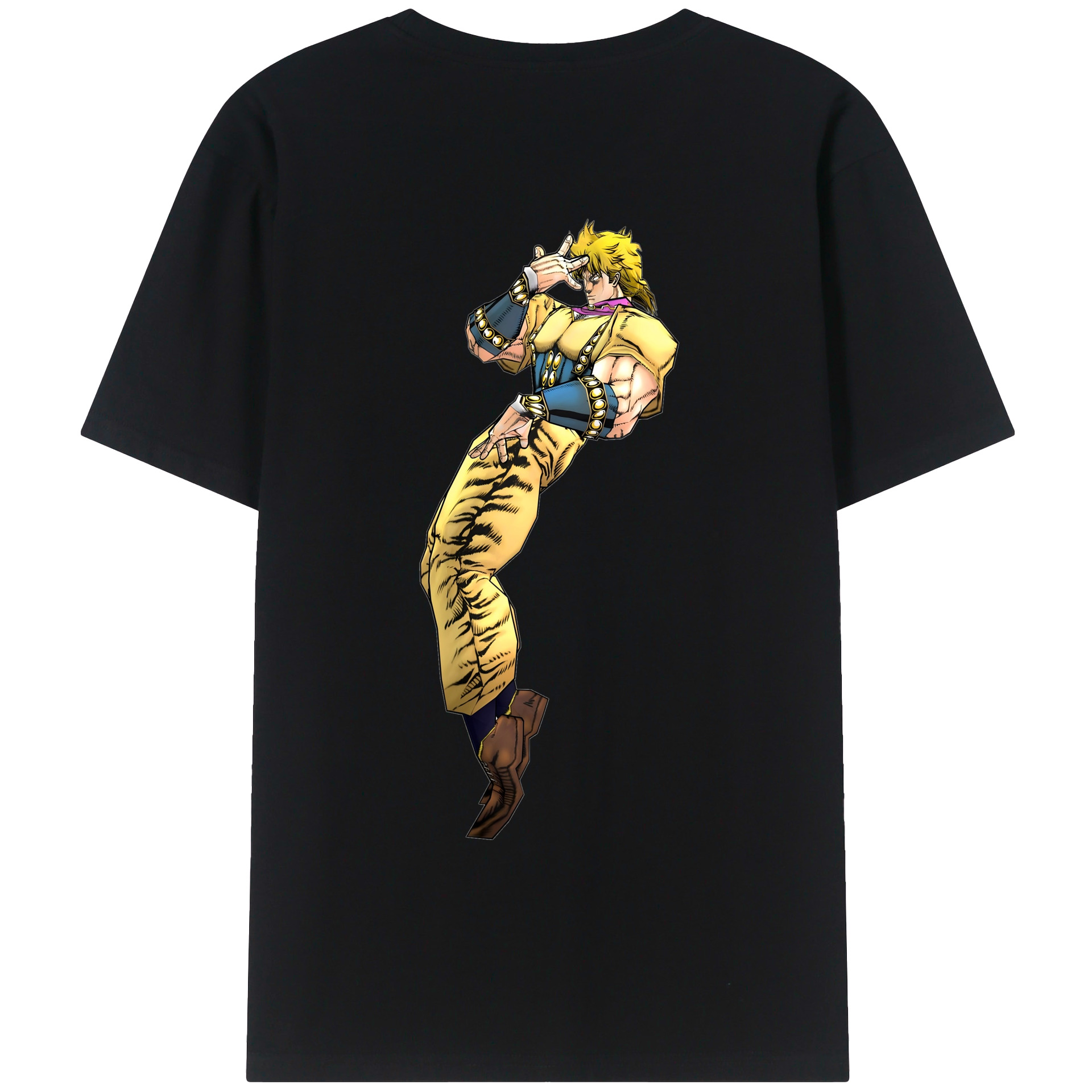 （画像用） ジョジョの奇妙な冒険 ディオ?ブランドー JoJo's Bizarre Adventure Dio Brando 綿100％ メンズ半袖Tシャツ（バックプリント） 通気性