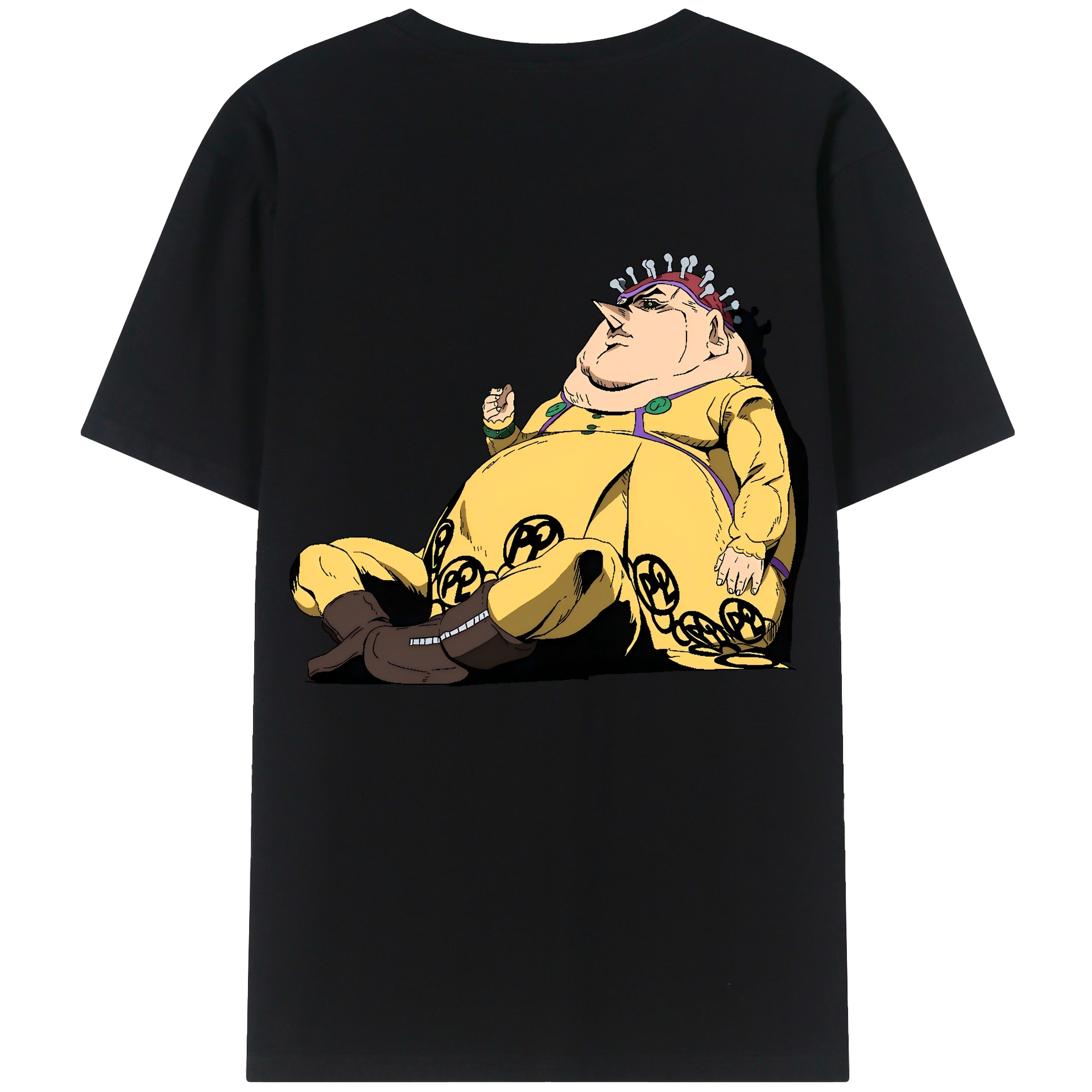 （画像用） ジョジョの奇妙な冒険 ポルポ JoJo's Bizarre Adventure Polpo 綿100％ メンズ半袖Tシャツ（バックプリント） 通気性