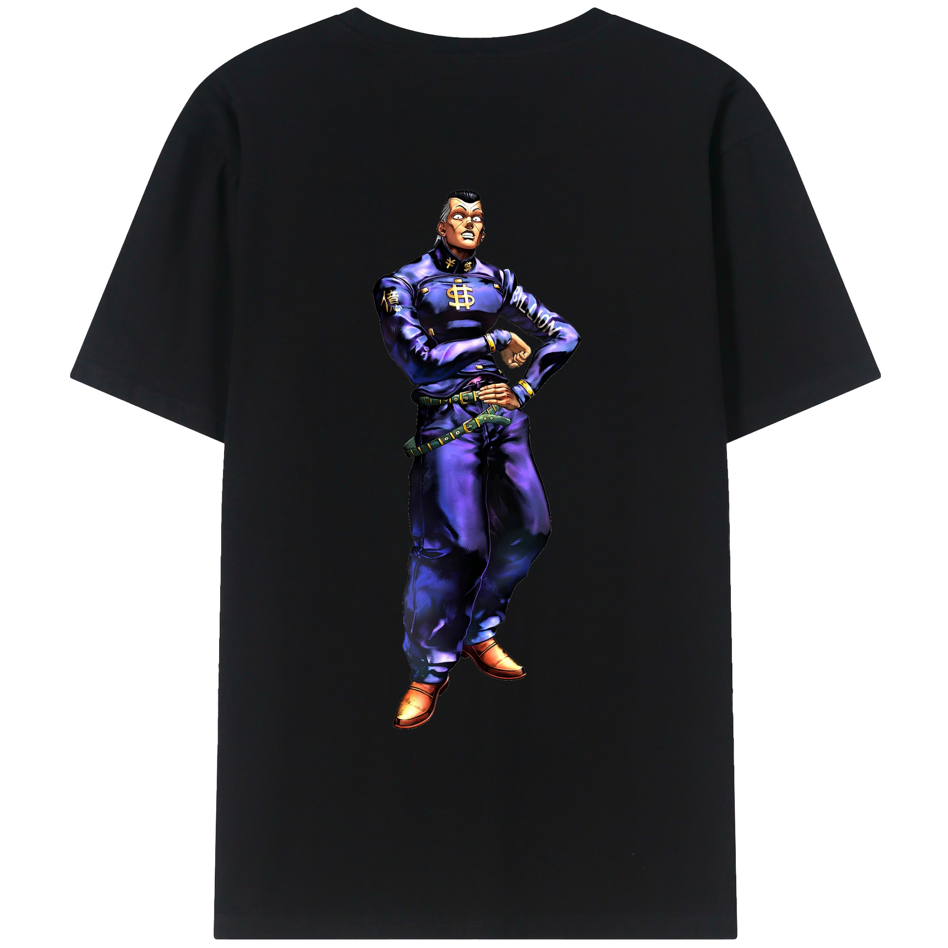 （画像用） ジョジョの奇妙な冒険 虹村億泰 にじむら おくやす JoJo's Bizarre Adventure Nijimura Okuyasu 綿100％ メンズ半袖Tシャツ（バックプリント） 通気性