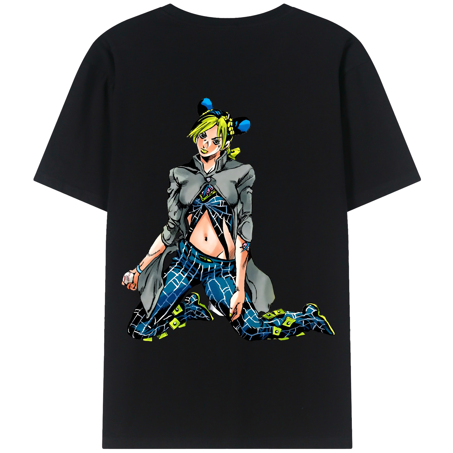 （画像用） "ジョジョの奇妙な冒険 くうじょう ジョリーン JoJo's Bizarre Adventure Jolyne Cujoh " 綿100％ メンズ半袖Tシャツ（バックプリント） 通気性