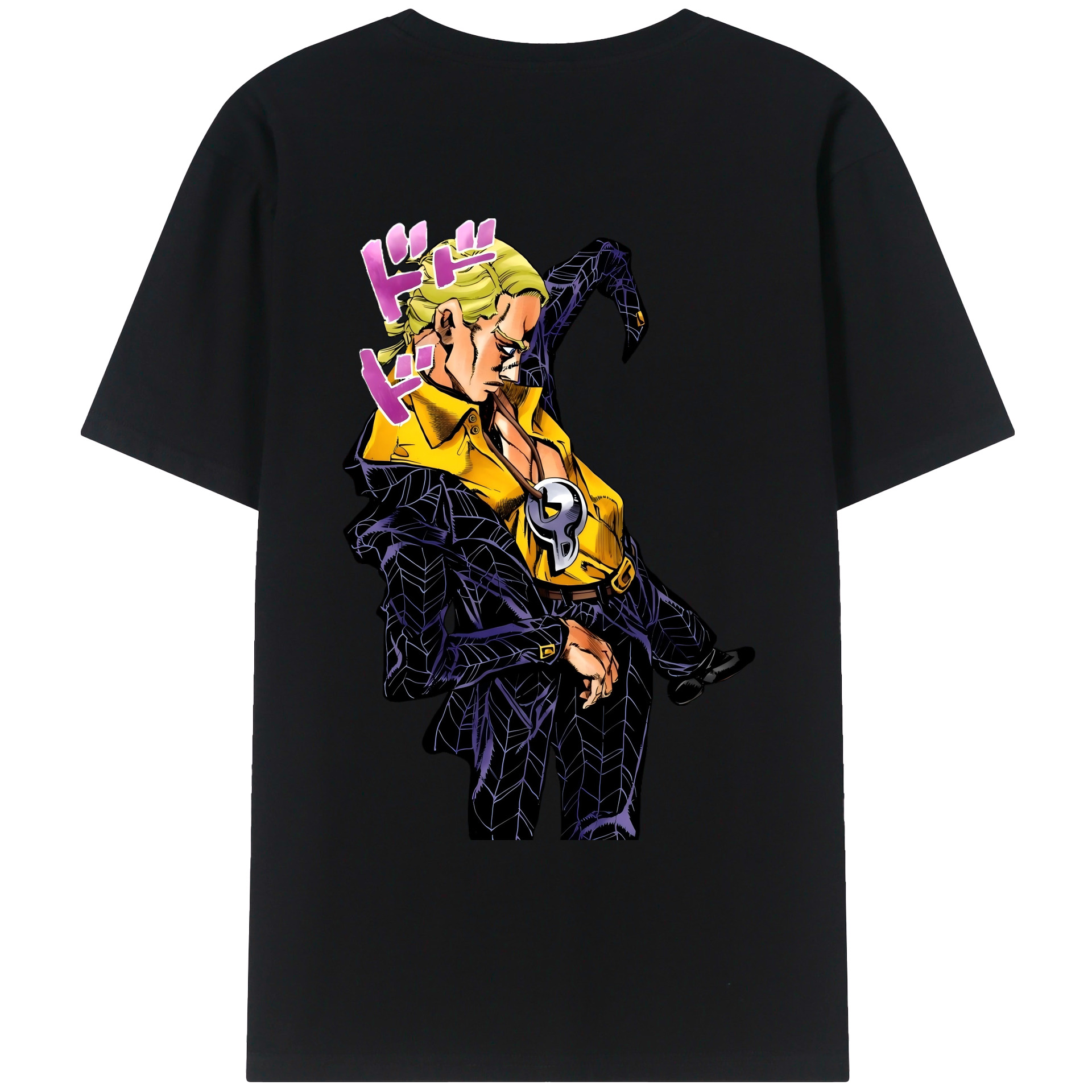 （画像用） ジョジョの奇妙な冒険 プロシュート JoJo's Bizarre Adventure Prosciutto 綿100％ メンズ半袖Tシャツ（バックプリント） 通気性