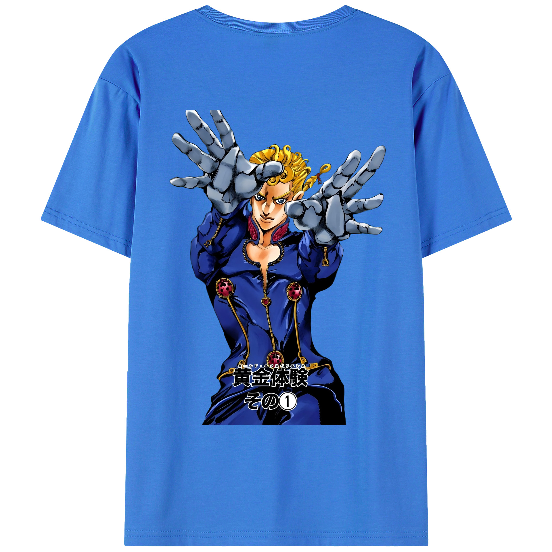 （画像用） ジョジョの奇妙な冒険 ジョルノ?ジョバァーナ JoJo's Bizarre Adventure Giorno Giovanna 綿100％ メンズ半袖Tシャツ（バックプリント） 通気性