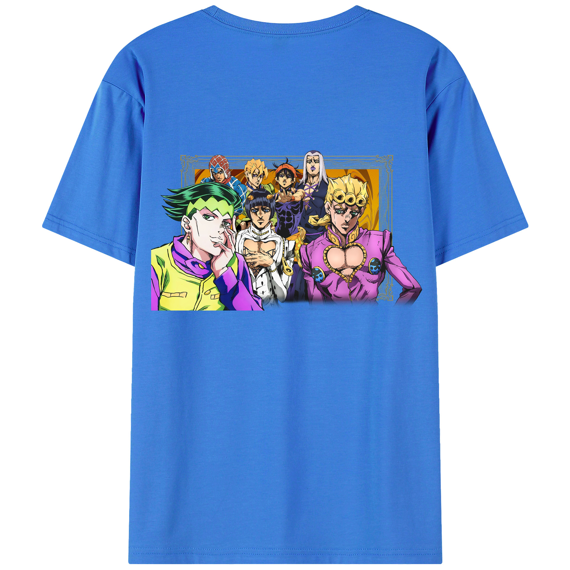 （画像用） ジョジョの奇妙な冒険 ジョルノ?ジョバァーナ JoJo's Bizarre Adventure Giorno Giovanna 綿100％ メンズ半袖Tシャツ（バックプリント） 通気性