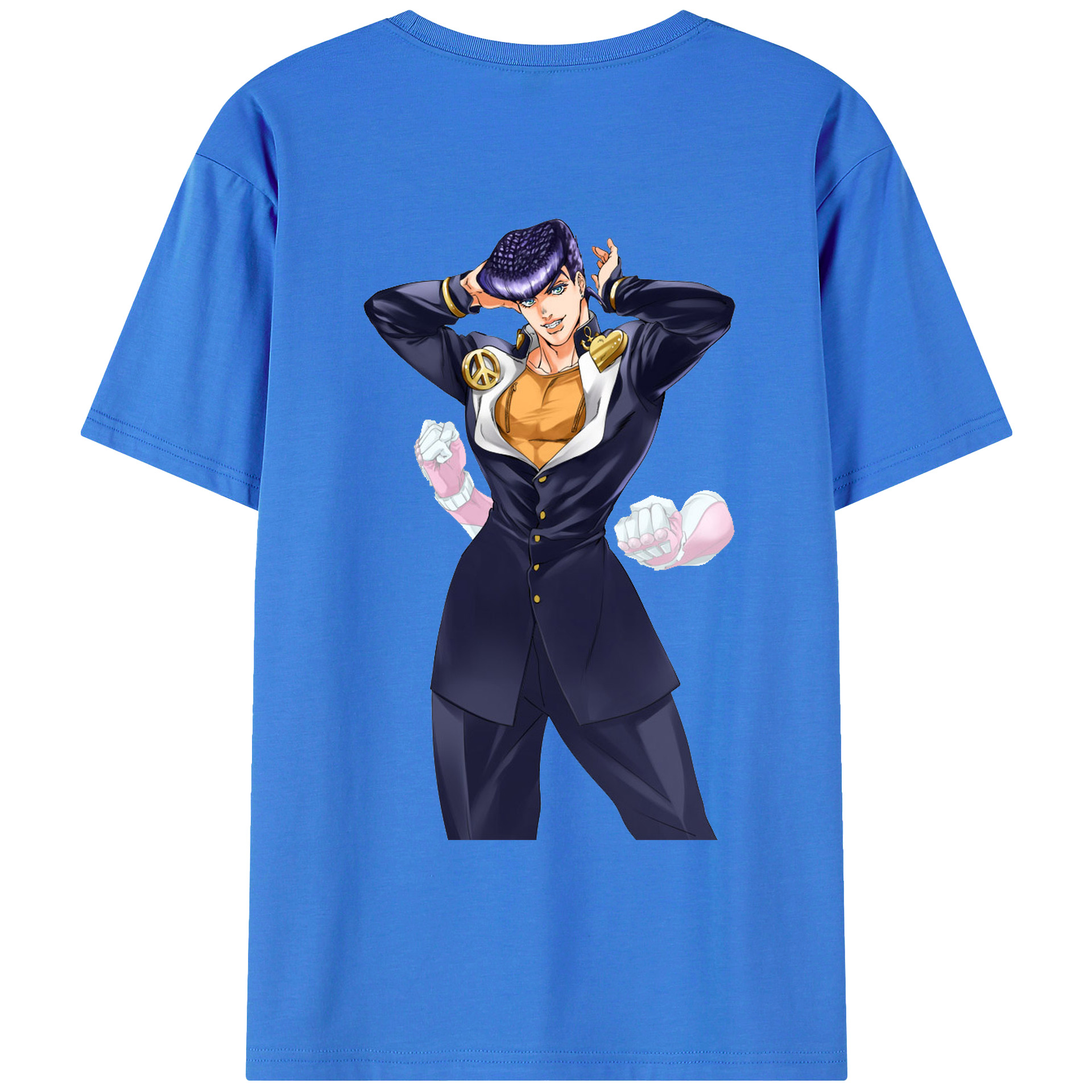 （画像用） ジョジョの奇妙な冒険 ひがしかた じょうすけ JoJo's Bizarre Adventure Higashikata Josuke 綿100％ メンズ半袖Tシャツ（バックプリント） 通気性