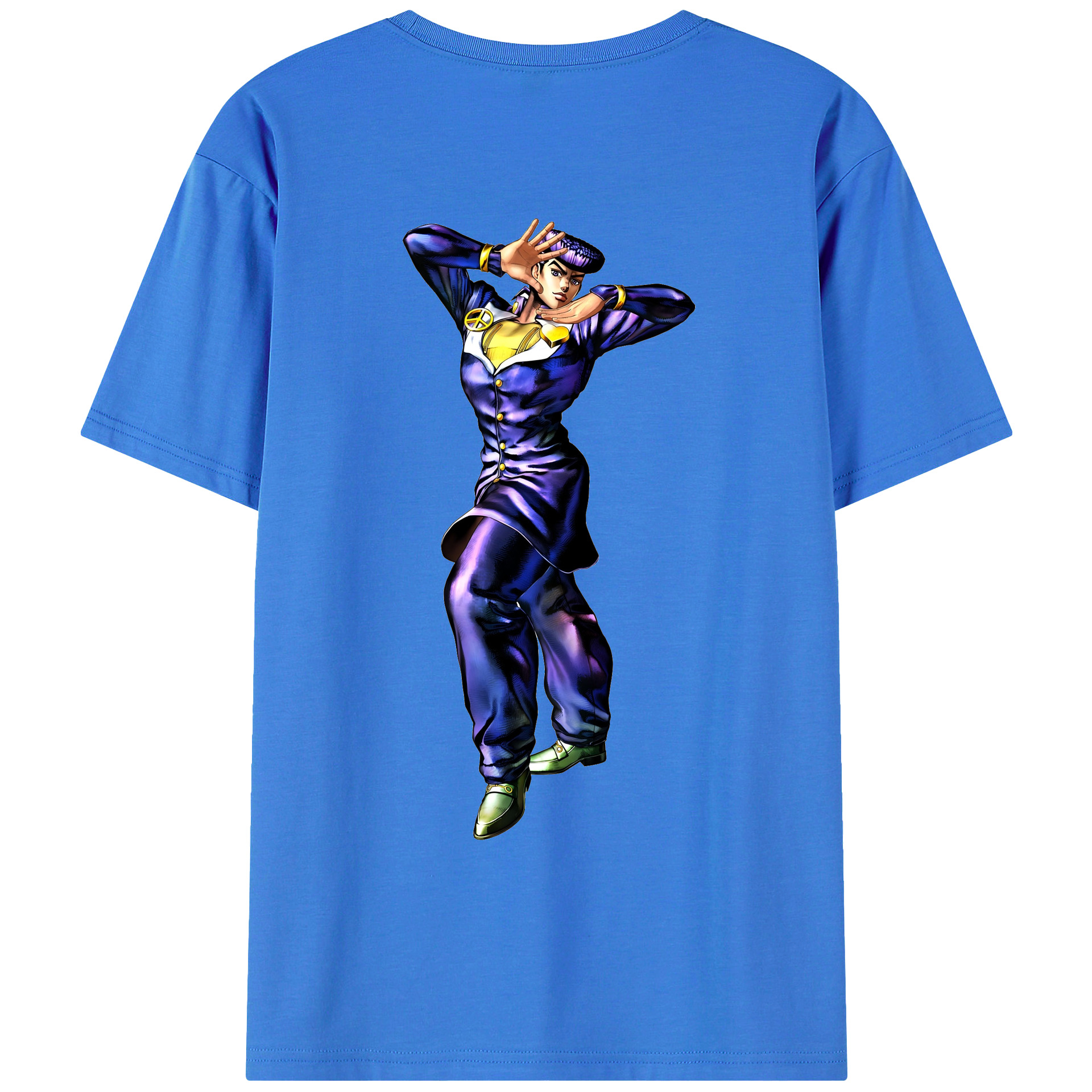 （画像用） ジョジョの奇妙な冒険 ひがしかた じょうすけ JoJo's Bizarre Adventure Higashikata Josuke 綿100％ メンズ半袖Tシャツ（バックプリント） 通気性