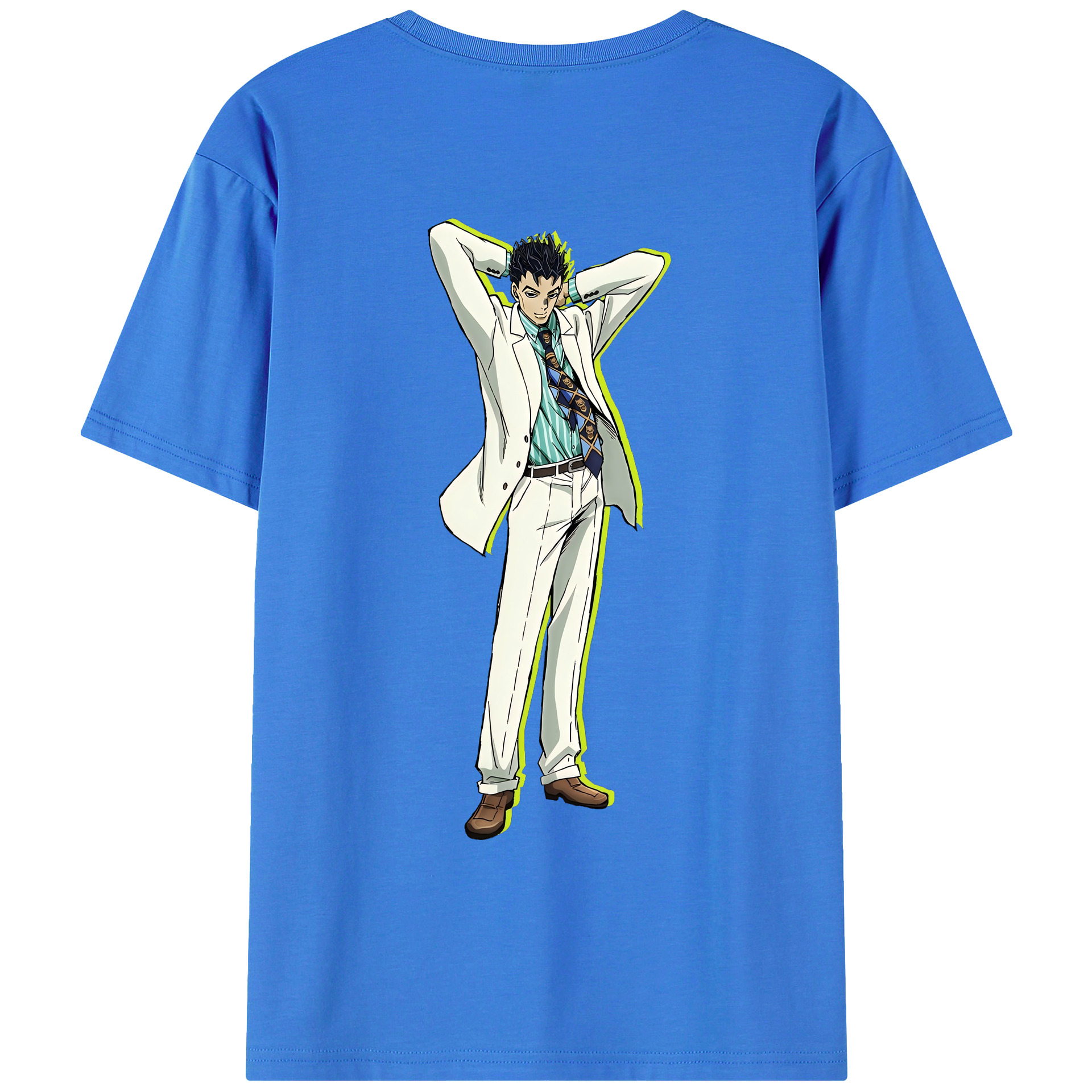 （画像用） ジョジョの奇妙な冒険 きら よしかげ JoJo's Bizarre Adventure Kira Yoshikage 綿100％ メンズ半袖Tシャツ（バックプリント） 通気性