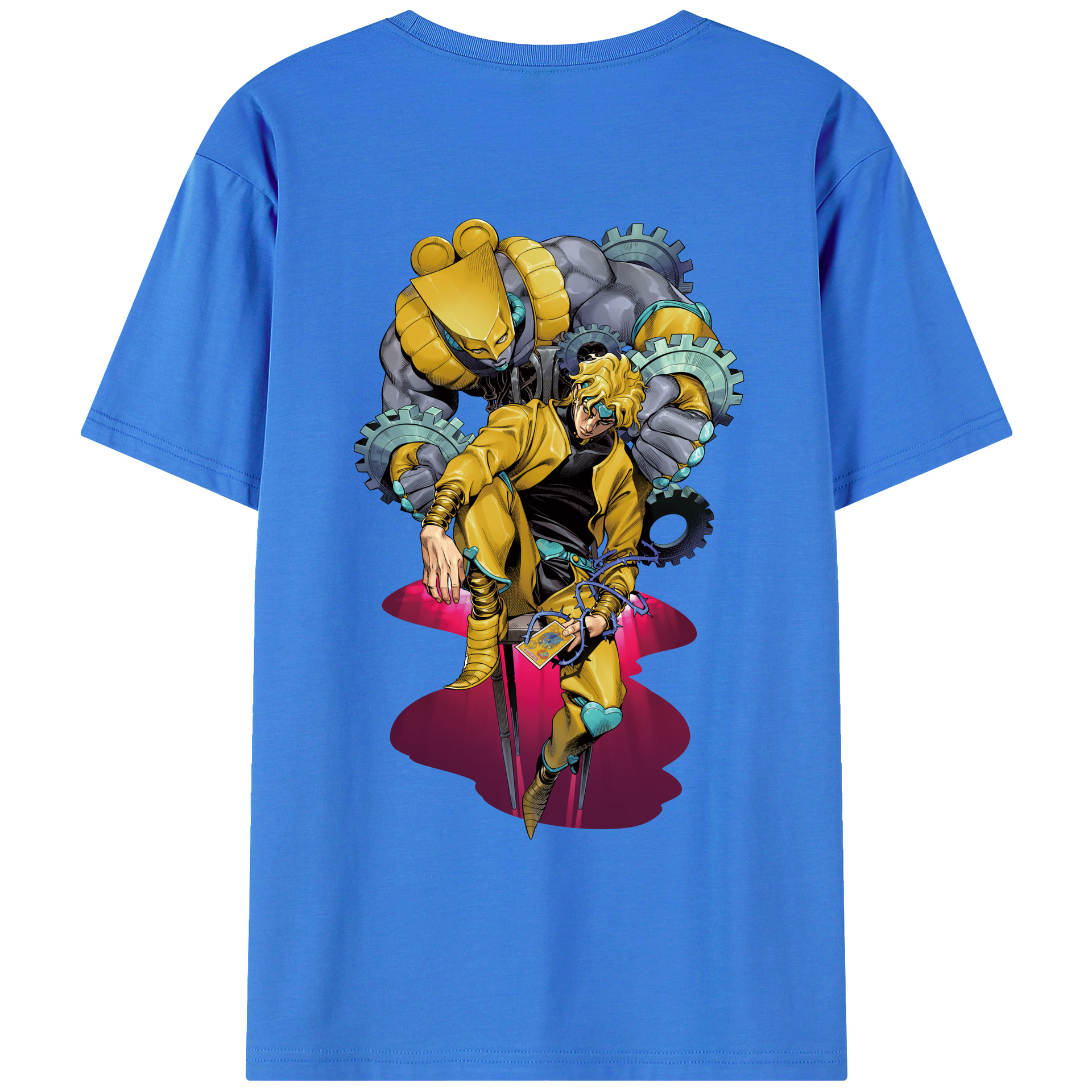 （画像用） ジョジョの奇妙な冒険 ディオ?ブランドー JoJo's Bizarre Adventure Dio Brando 綿100％ メンズ半袖Tシャツ（バックプリント） 通気性