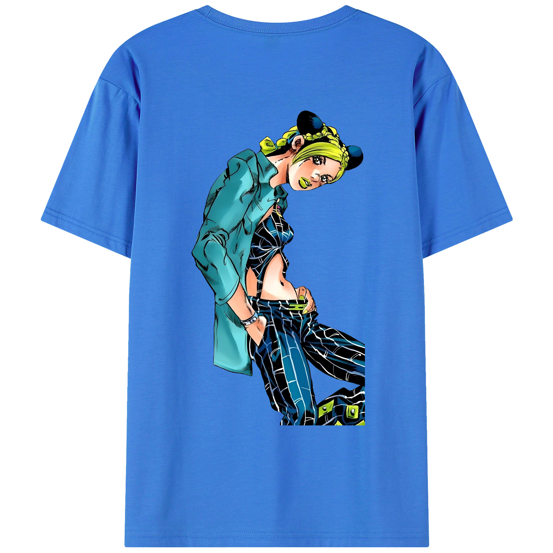 （画像用） "ジョジョの奇妙な冒険 くうじょう ジョリーン JoJo's Bizarre Adventure Jolyne Cujoh " 綿100％ メンズ半袖Tシャツ（バックプリント） 通気性