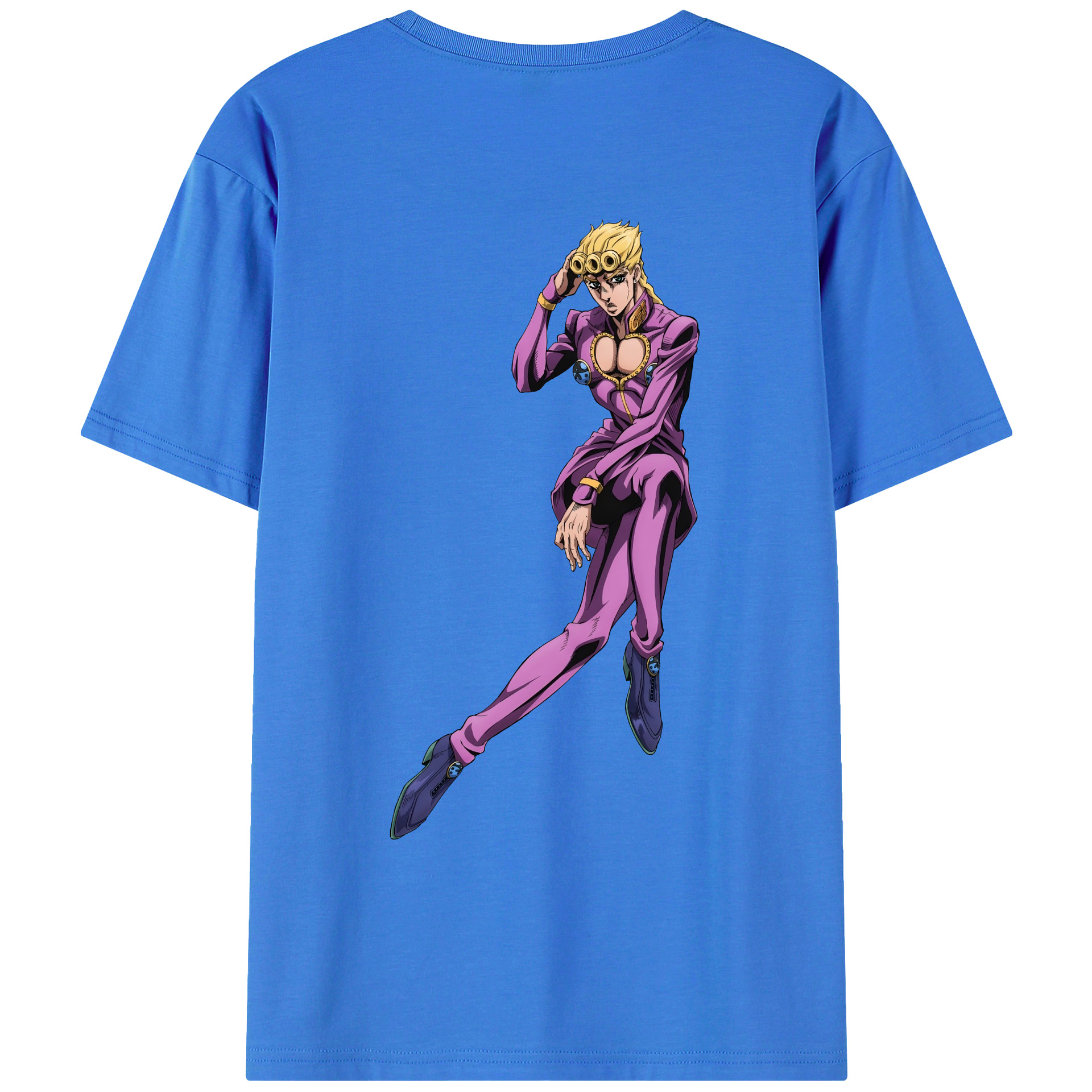 （画像用） ジョジョの奇妙な冒険 ジョルノ?ジョバァーナ JoJo's Bizarre Adventure Giorno Giovanna 綿100％ メンズ半袖Tシャツ（バックプリント） 通気性