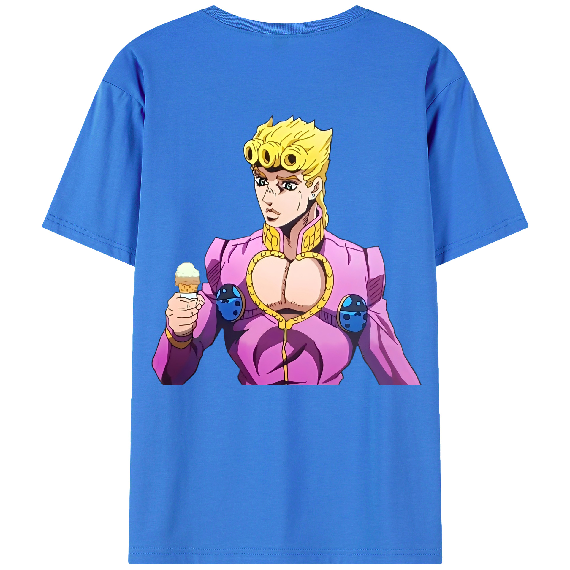 （画像用） ジョジョの奇妙な冒険 ジョルノ?ジョバァーナ JoJo's Bizarre Adventure Giorno Giovanna 綿100％ メンズ半袖Tシャツ（バックプリント） 通気性