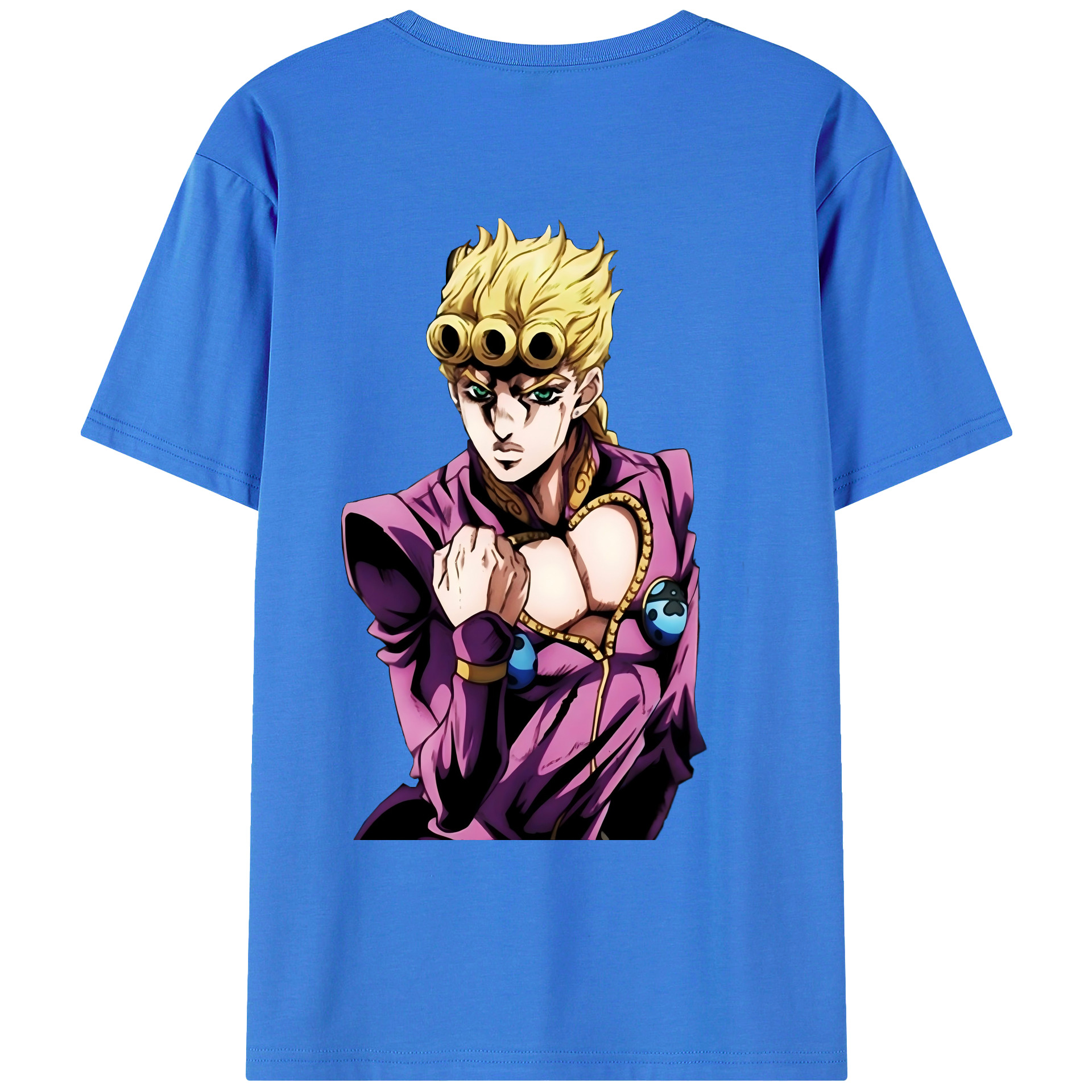 （画像用） ジョジョの奇妙な冒険 ジョルノ?ジョバァーナ JoJo's Bizarre Adventure Giorno Giovanna 綿100％ メンズ半袖Tシャツ（バックプリント） 通気性