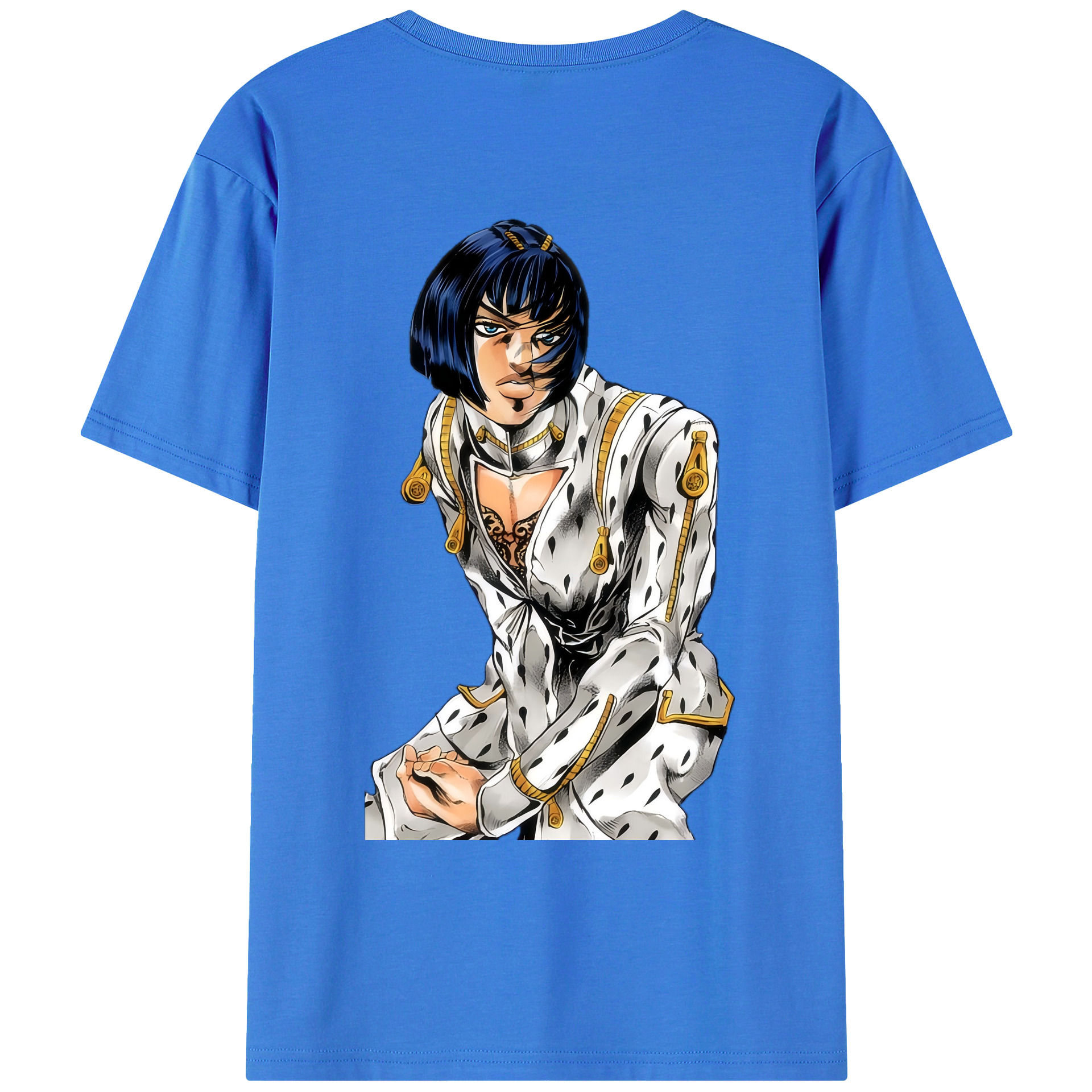 （画像用） ジョジョの奇妙な冒険 ブローノ?ブチャラティ JoJo's Bizarre Adventure Bruno Bucciarati 綿100％ メンズ半袖Tシャツ（バックプリント） 通気性