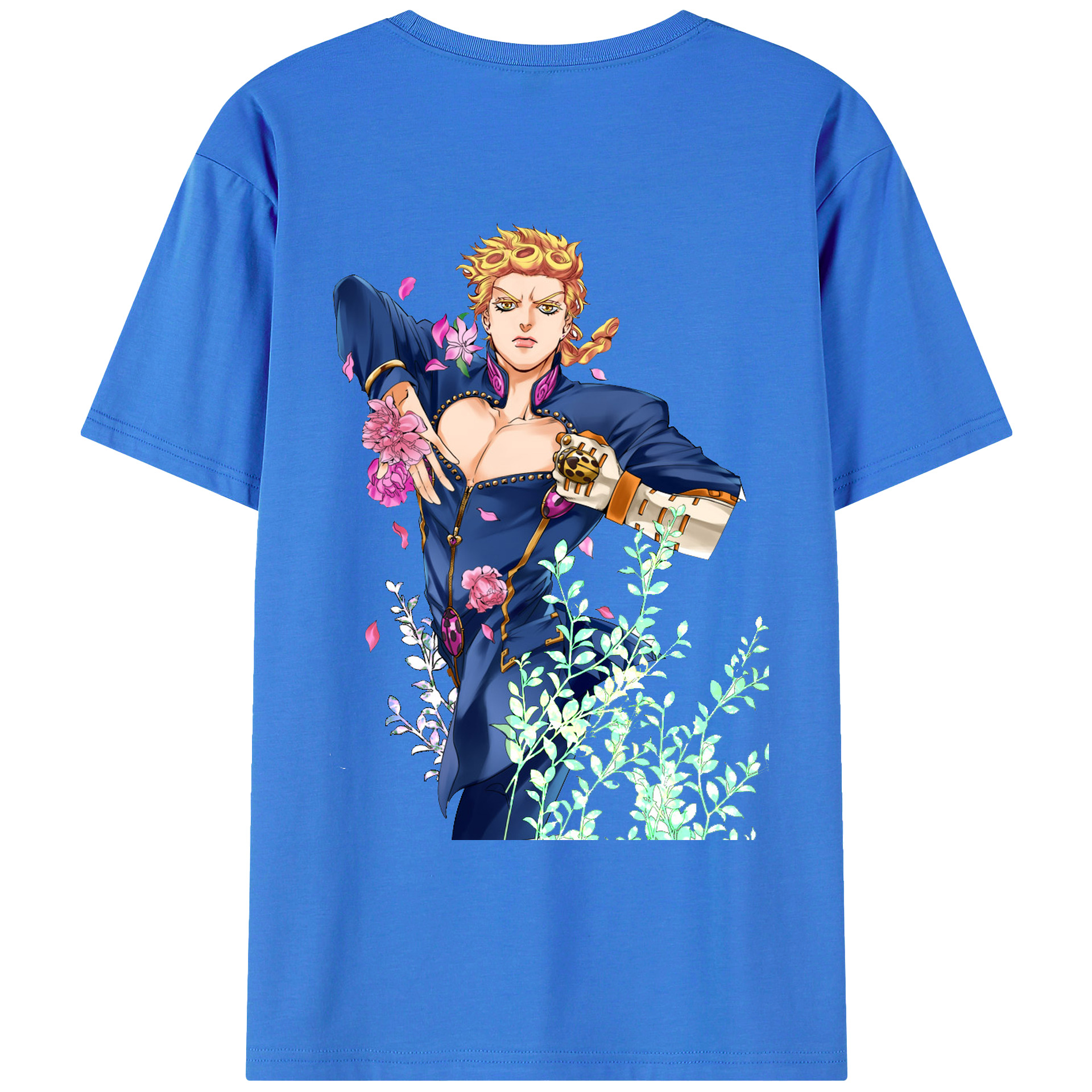 （画像用） ジョジョの奇妙な冒険 ジョルノ?ジョバァーナ JoJo's Bizarre Adventure Giorno Giovanna 綿100％ メンズ半袖Tシャツ（バックプリント） 通気性