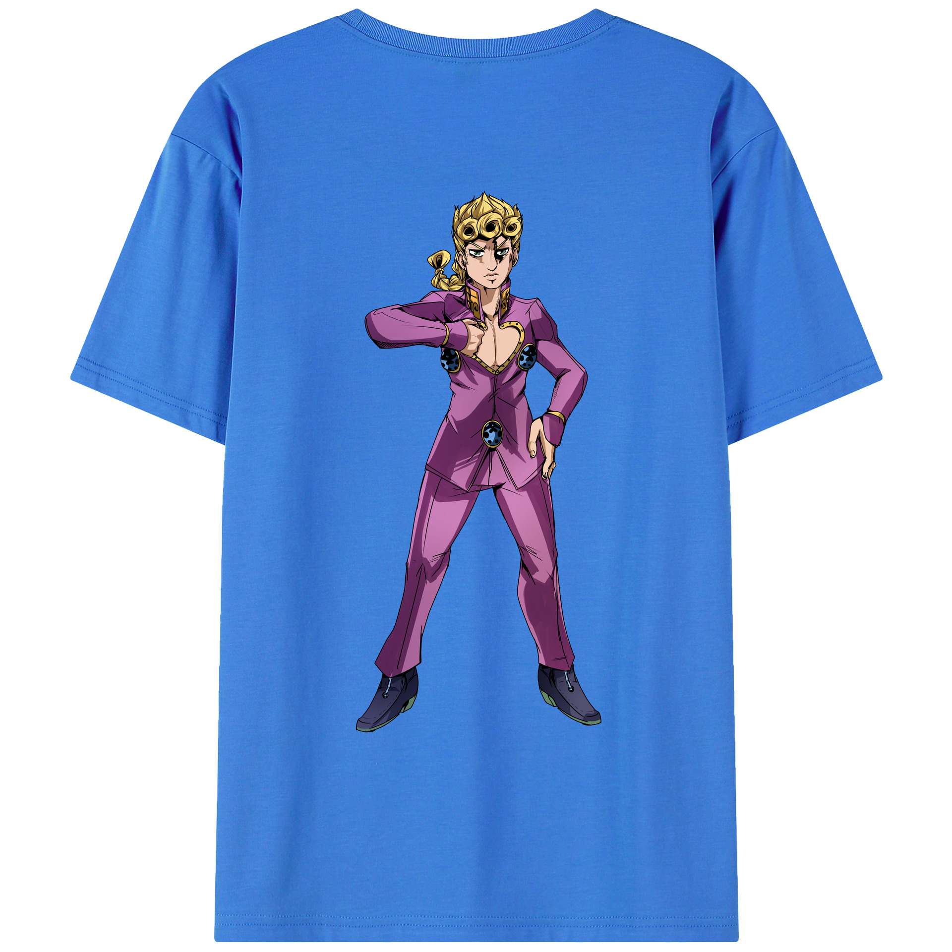 （画像用） ジョジョの奇妙な冒険 ジョルノ?ジョバァーナ JoJo's Bizarre Adventure Giorno Giovanna 綿100％ メンズ半袖Tシャツ（バックプリント） 通気性