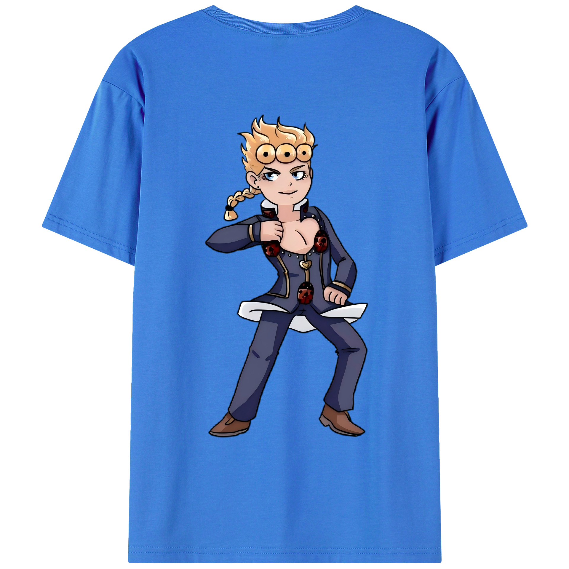 （画像用） ジョジョの奇妙な冒険 ジョルノ?ジョバァーナ JoJo's Bizarre Adventure Giorno Giovanna 綿100％ メンズ半袖Tシャツ（バックプリント） 通気性