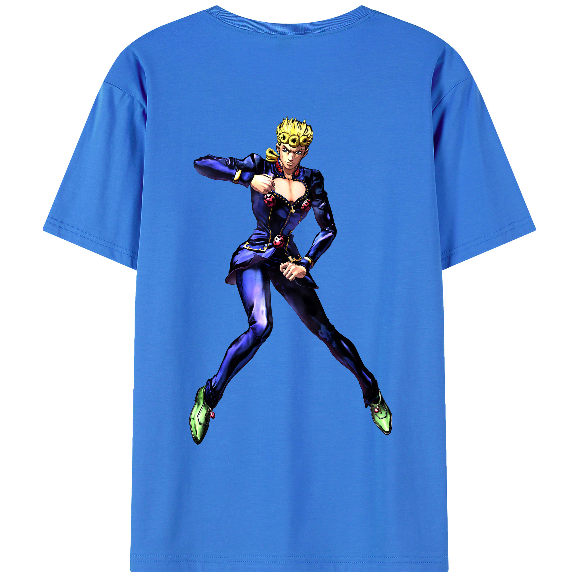 （画像用） ジョジョの奇妙な冒険 ジョルノ?ジョバァーナ JoJo's Bizarre Adventure Giorno Giovanna 綿100％ メンズ半袖Tシャツ（バックプリント） 通気性