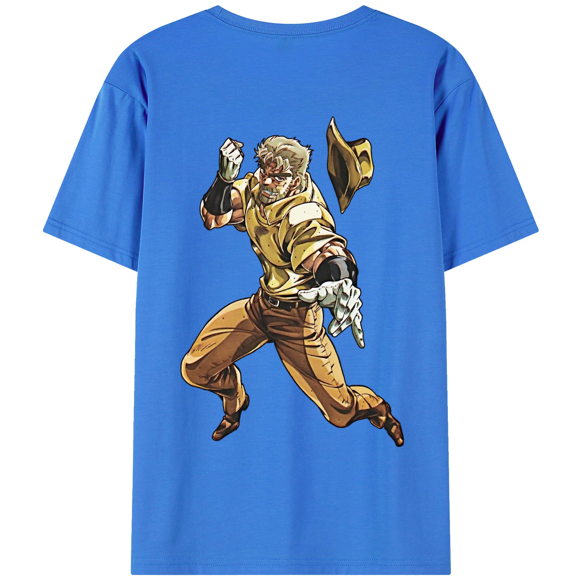 （画像用） ジョジョの奇妙な冒険 ジョセフ?ジョースター JoJo's Bizarre Adventure Joseph Joestar 綿100％ メンズ半袖Tシャツ（バックプリント） 通気性