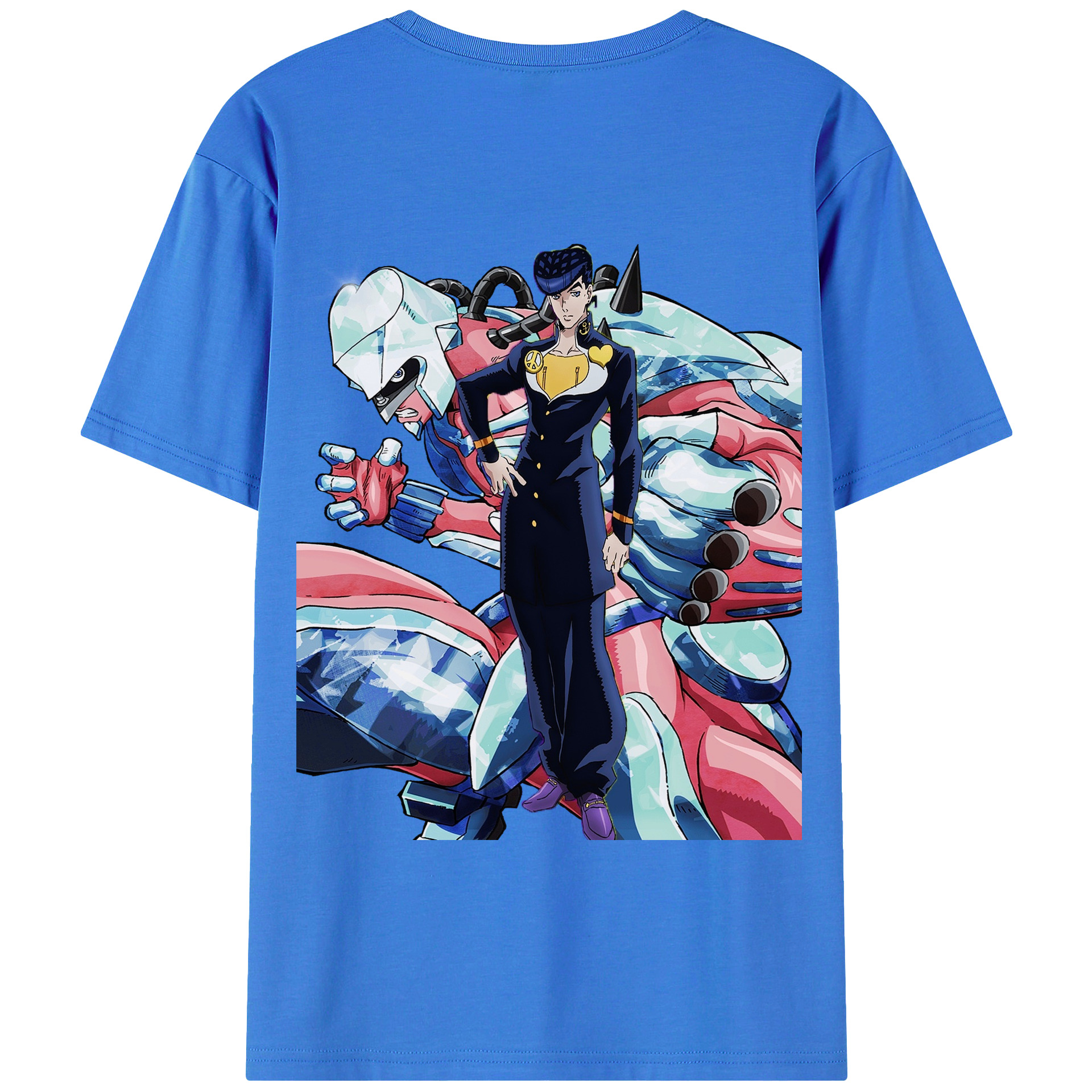 （画像用） ジョジョの奇妙な冒険 ひがしかた じょうすけ JoJo's Bizarre Adventure Higashikata Josuke 綿100％ メンズ半袖Tシャツ（バックプリント） 通気性