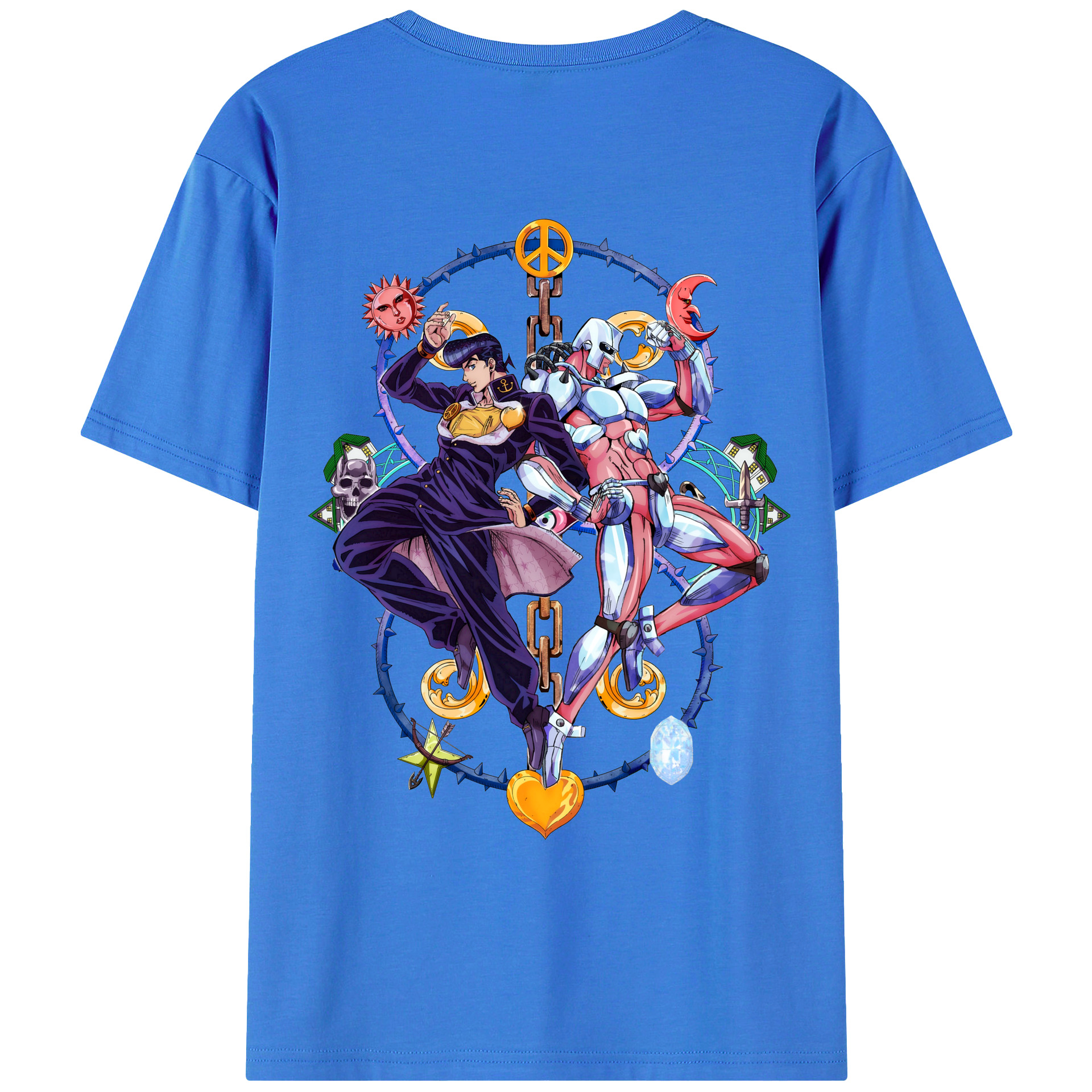 （画像用） ジョジョの奇妙な冒険 ひがしかた じょうすけ JoJo's Bizarre Adventure Higashikata Josuke 綿100％ メンズ半袖Tシャツ（バックプリント） 通気性
