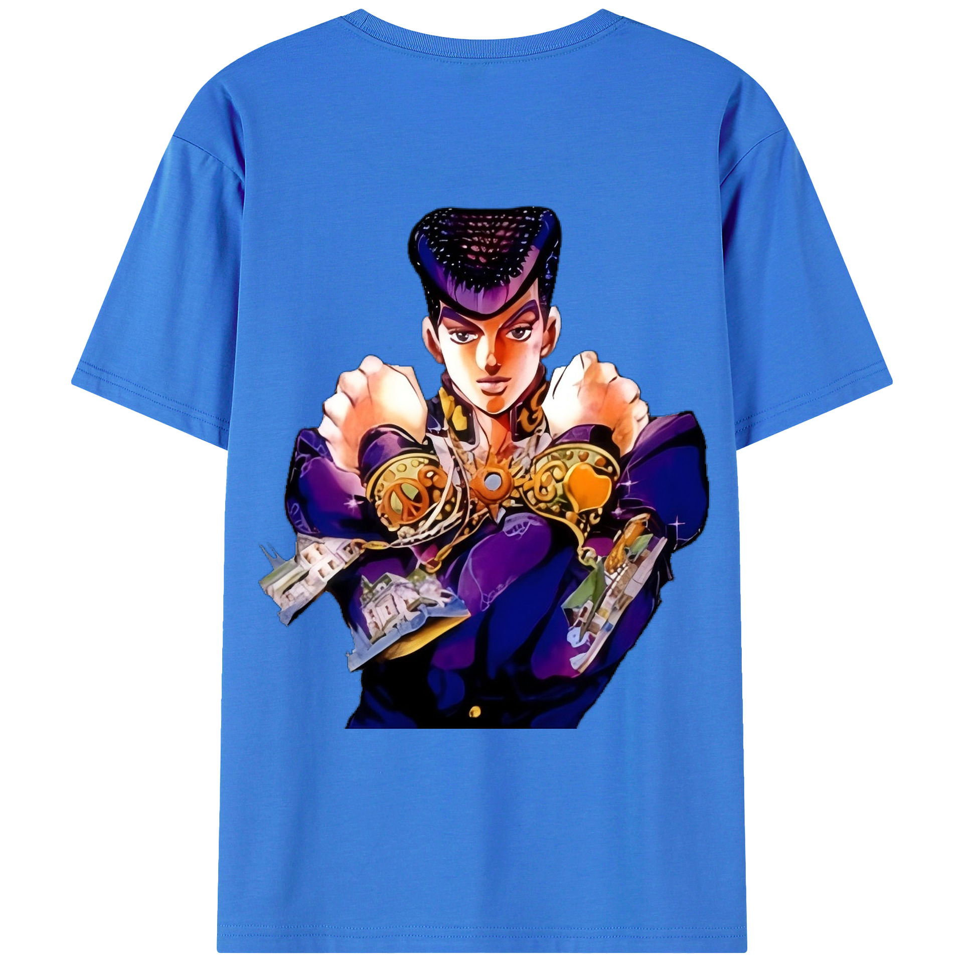 （画像用） ジョジョの奇妙な冒険 ひがしかた じょうすけ JoJo's Bizarre Adventure Higashikata Josuke 綿100％ メンズ半袖Tシャツ（バックプリント） 通気性