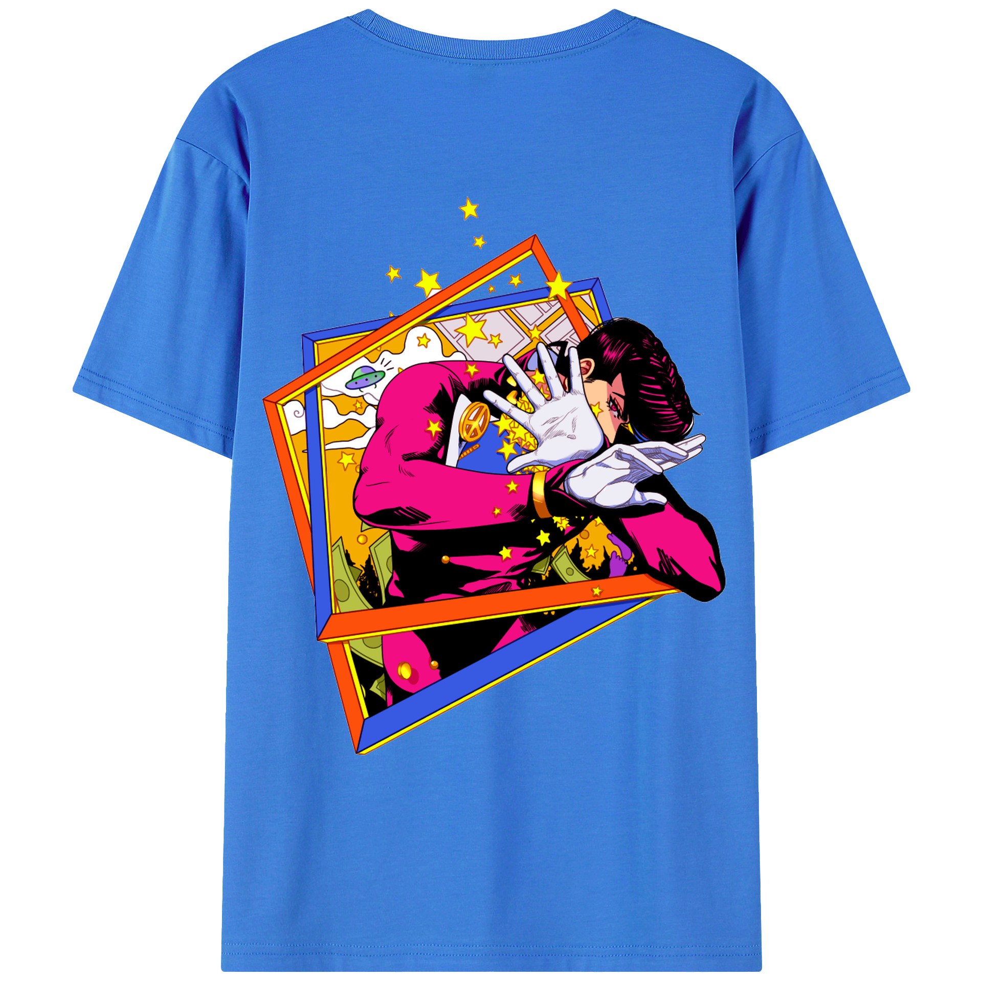 （画像用） ジョジョの奇妙な冒険 ひがしかた じょうすけ JoJo's Bizarre Adventure Higashikata Josuke 綿100％ メンズ半袖Tシャツ（バックプリント） 通気性