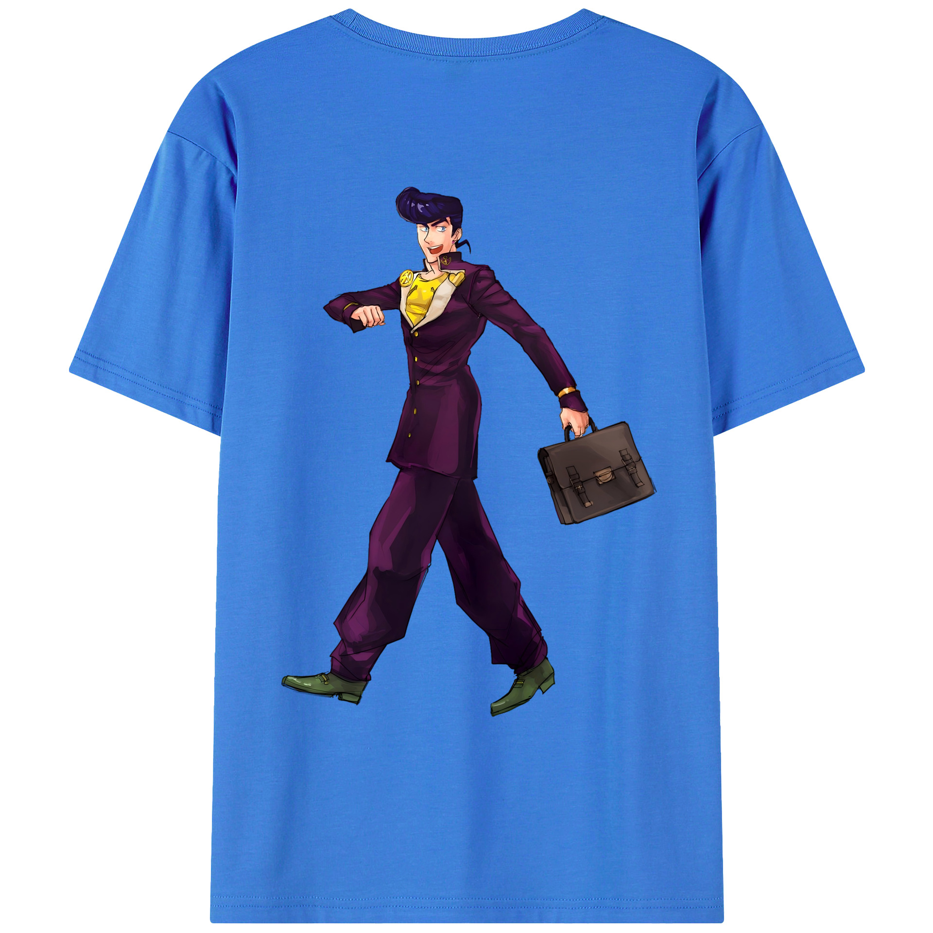 （画像用） ジョジョの奇妙な冒険 ひがしかた じょうすけ JoJo's Bizarre Adventure Higashikata Josuke 綿100％ メンズ半袖Tシャツ（バックプリント） 通気性