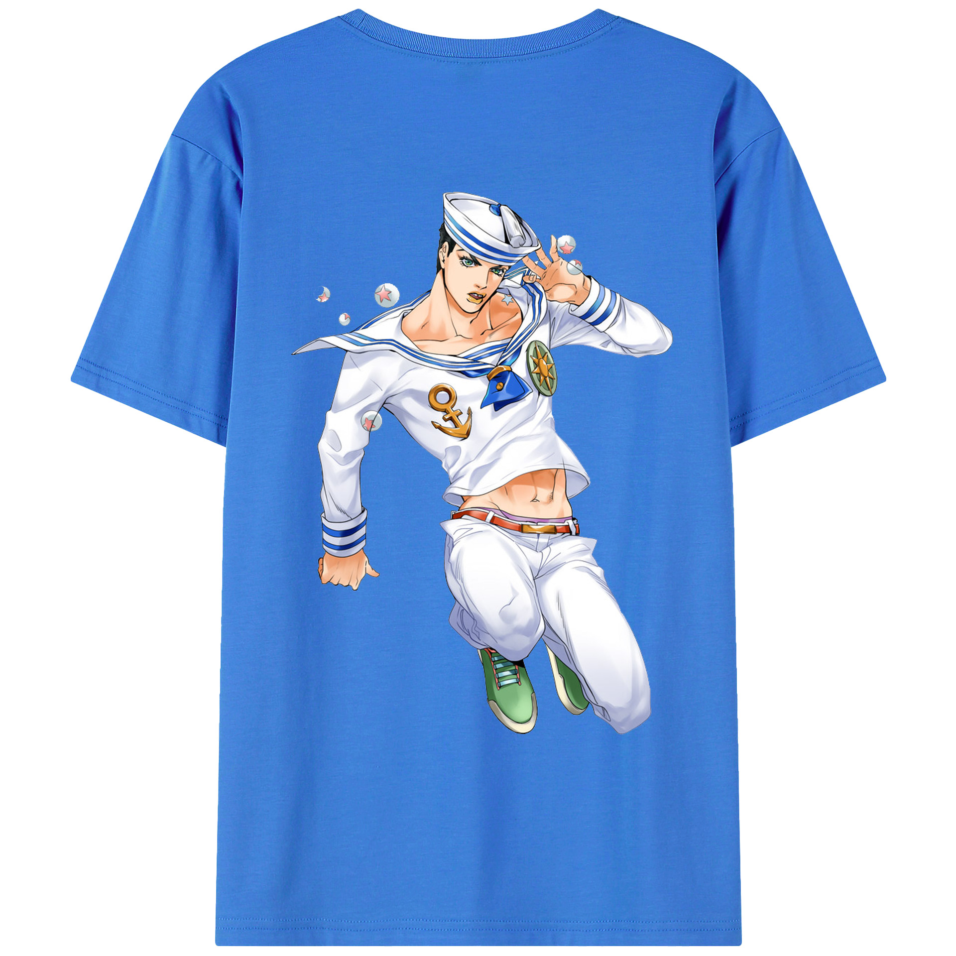 （画像用） ジョジョの奇妙な冒険 東方定助 JoJo's Bizarre Adventure Higashikata Josuke 綿100％ メンズ半袖Tシャツ（バックプリント） 通気性